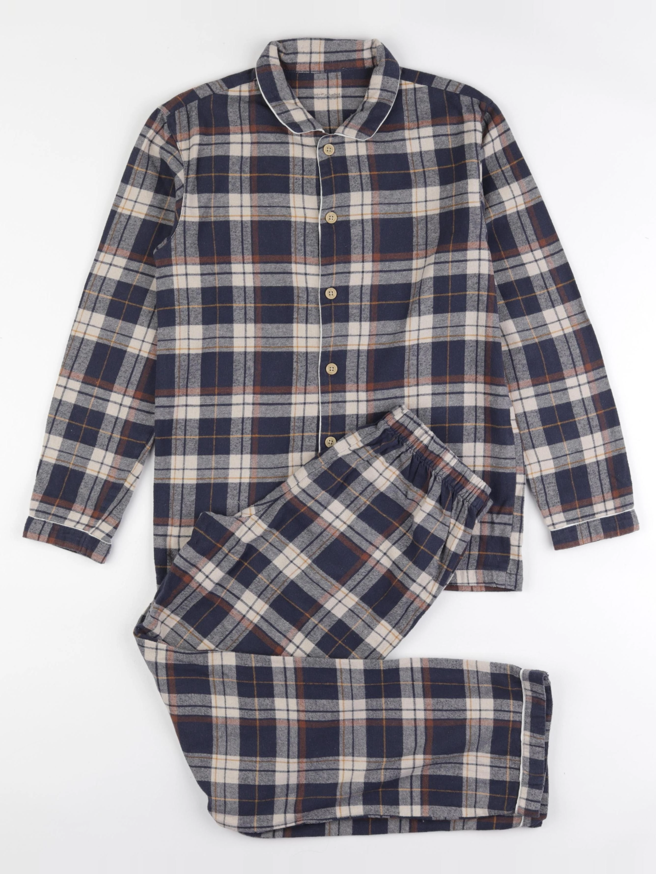 Vertbaudet - pyjama coton bleu, beige - 12 ans