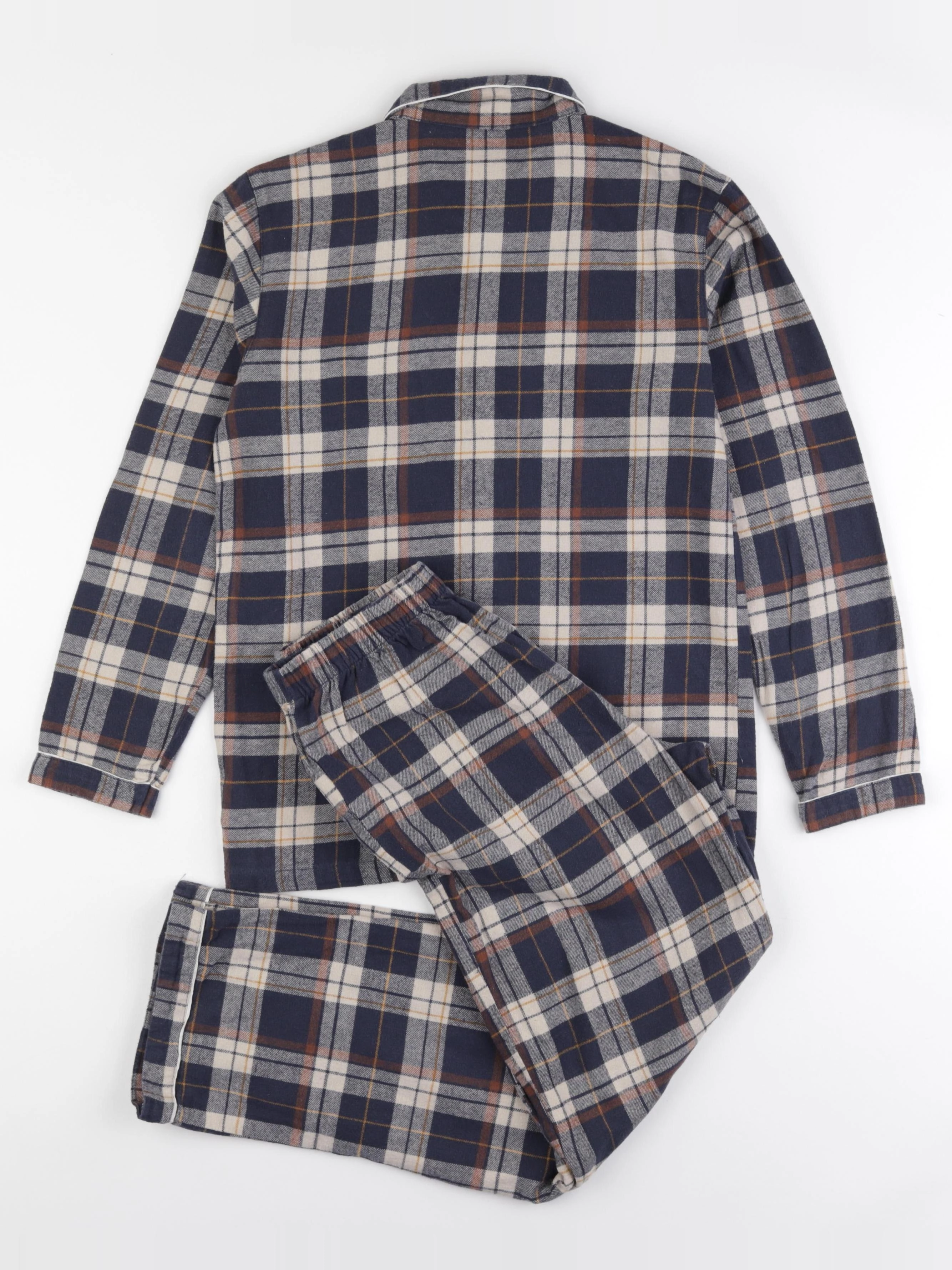 Vertbaudet - pyjama coton bleu, beige - 12 ans