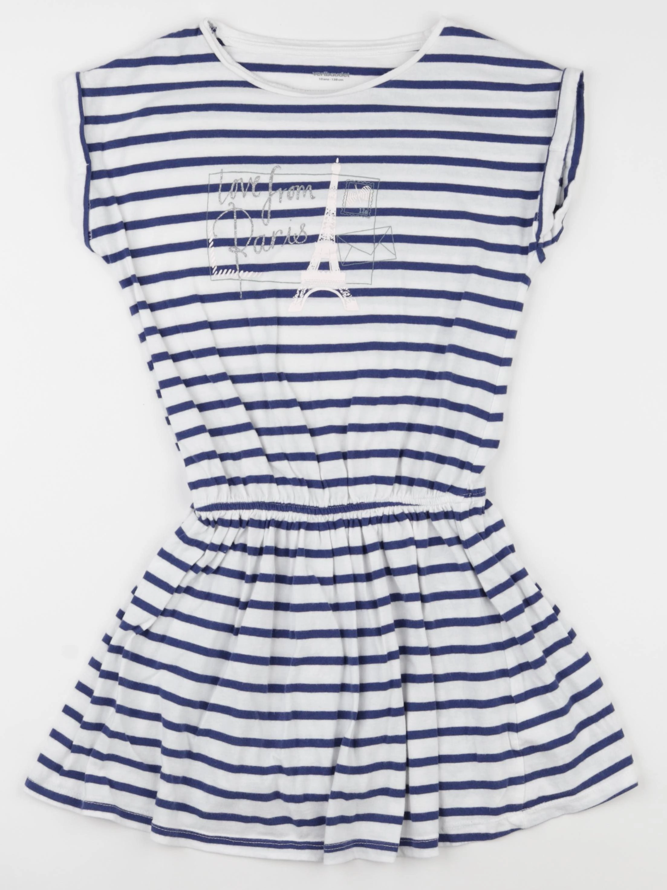 Vertbaudet - robe blanc, bleu - 10 ans