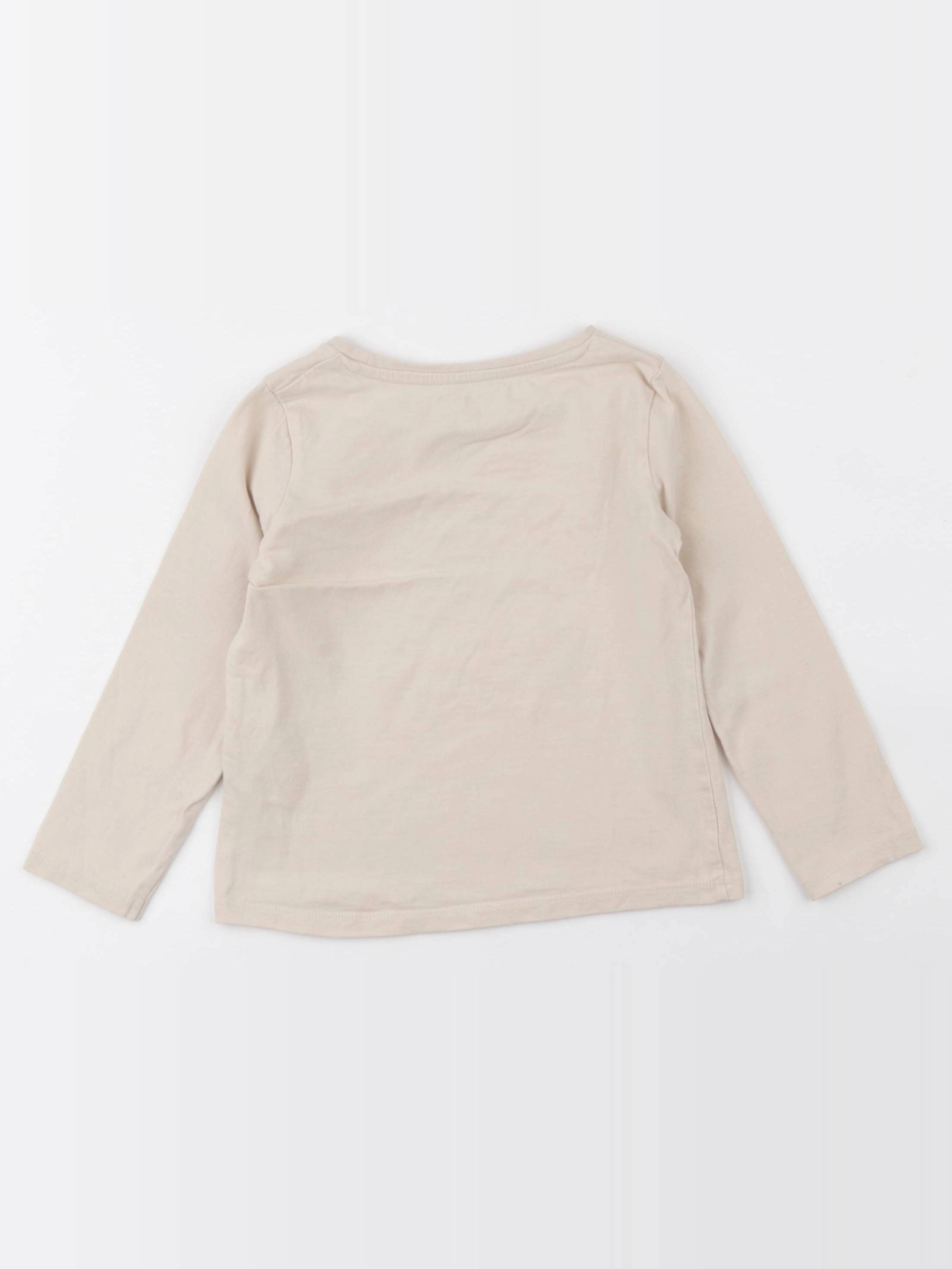 Vertbaudet - tee-shirt beige, or - 3 ans
