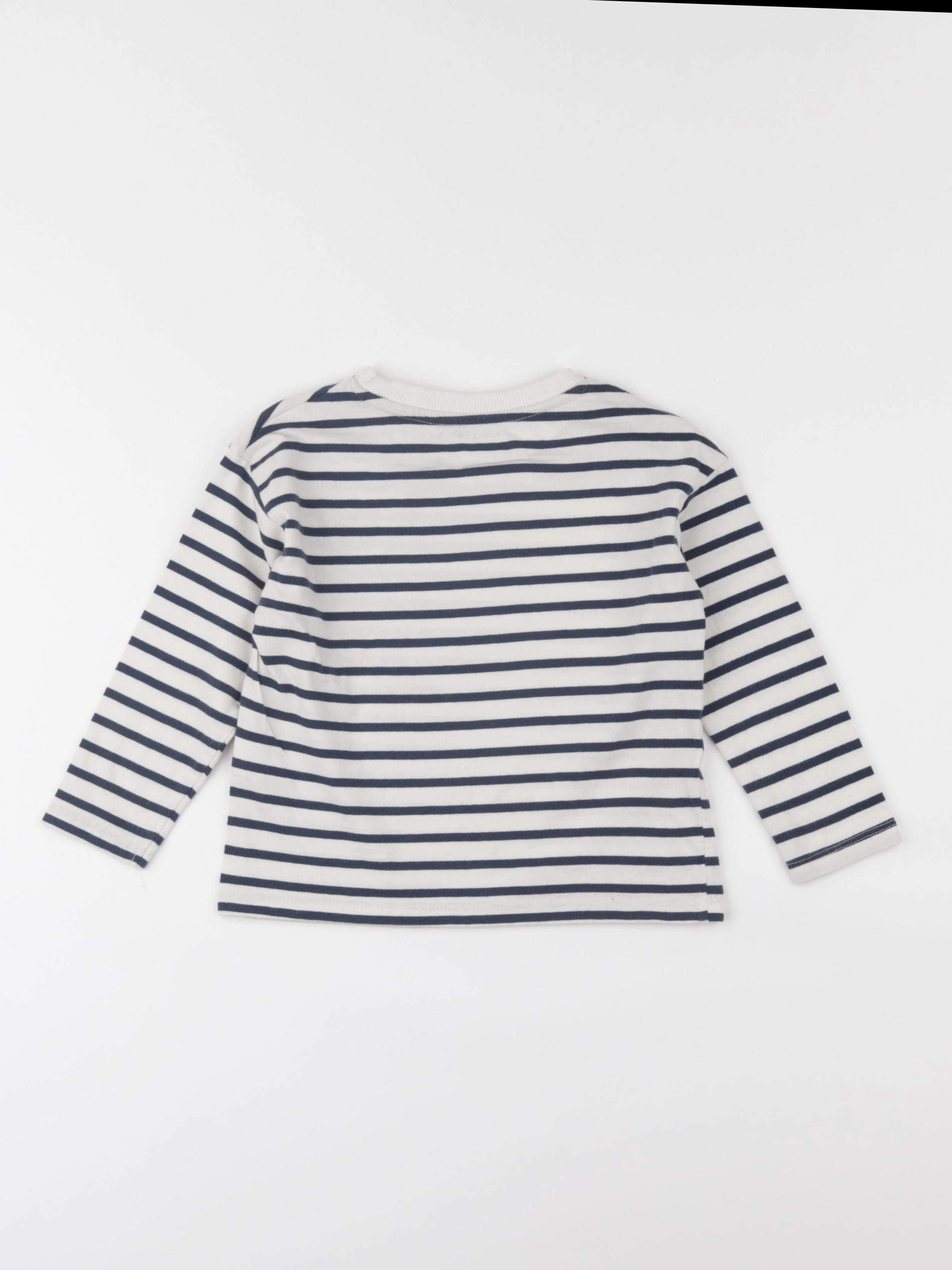 Vertbaudet - tee-shirt beige, bleu - 4 ans