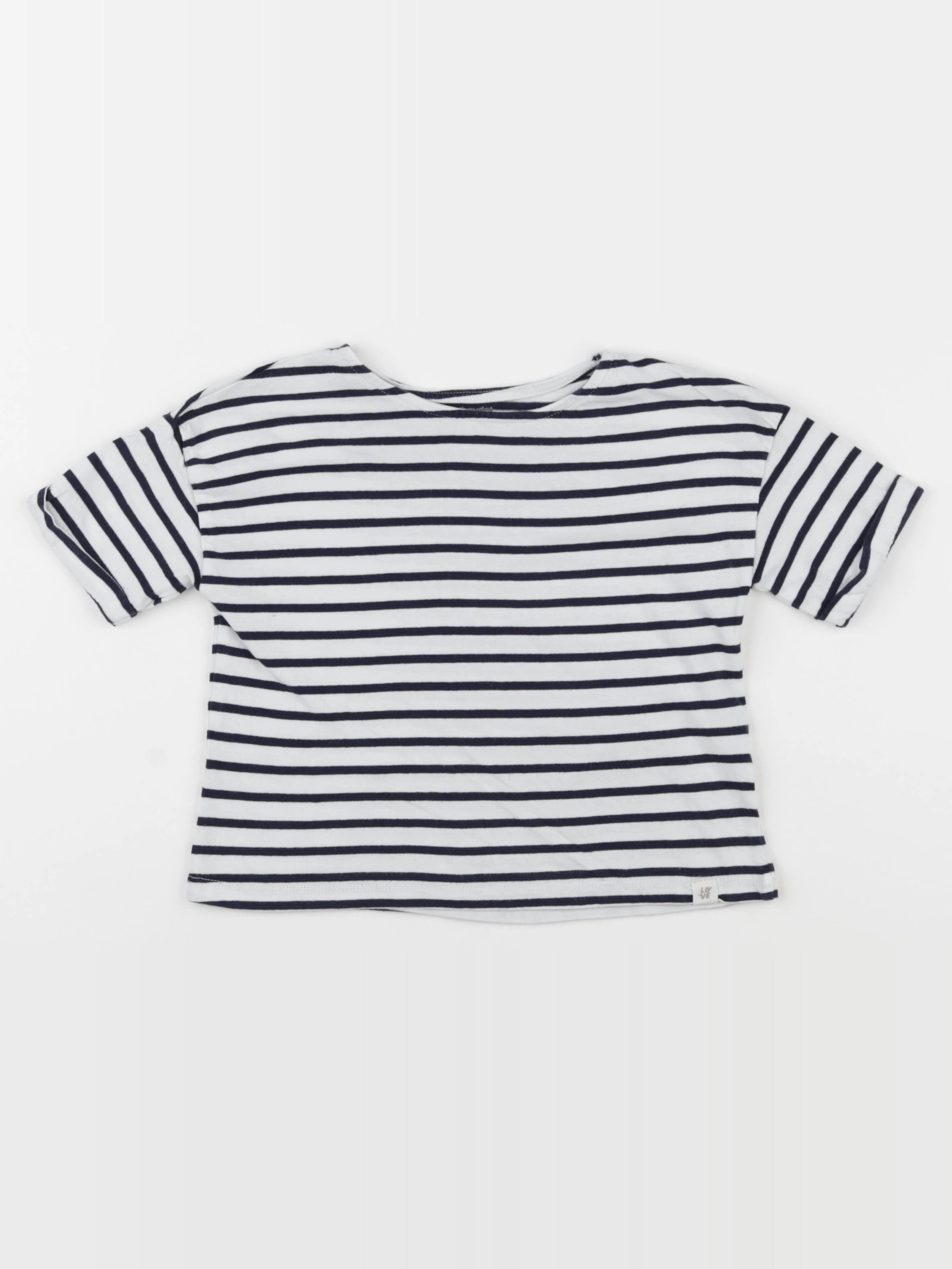 Vertbaudet - tee-shirt blanc, bleu - 4 ans