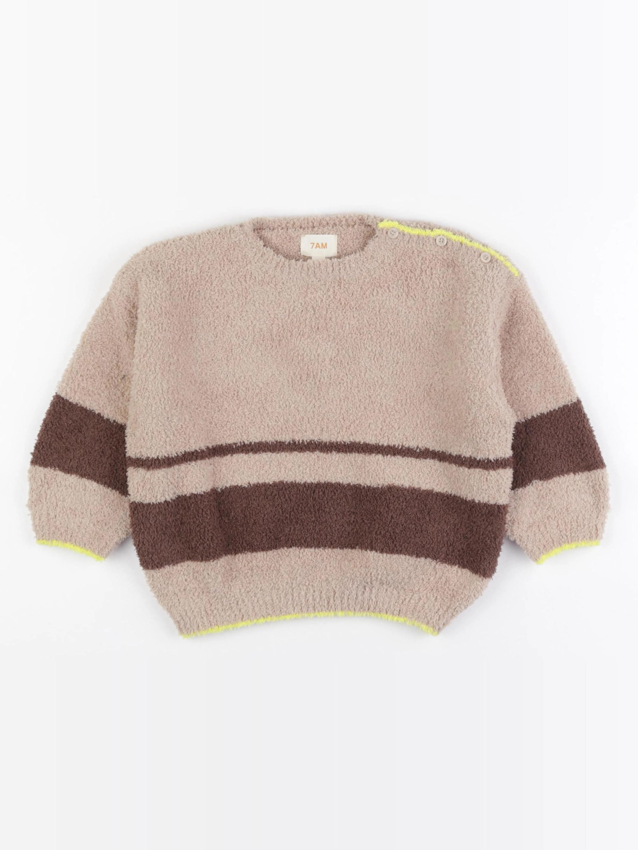 7 AM - pull marron, beige - 2/3 ans