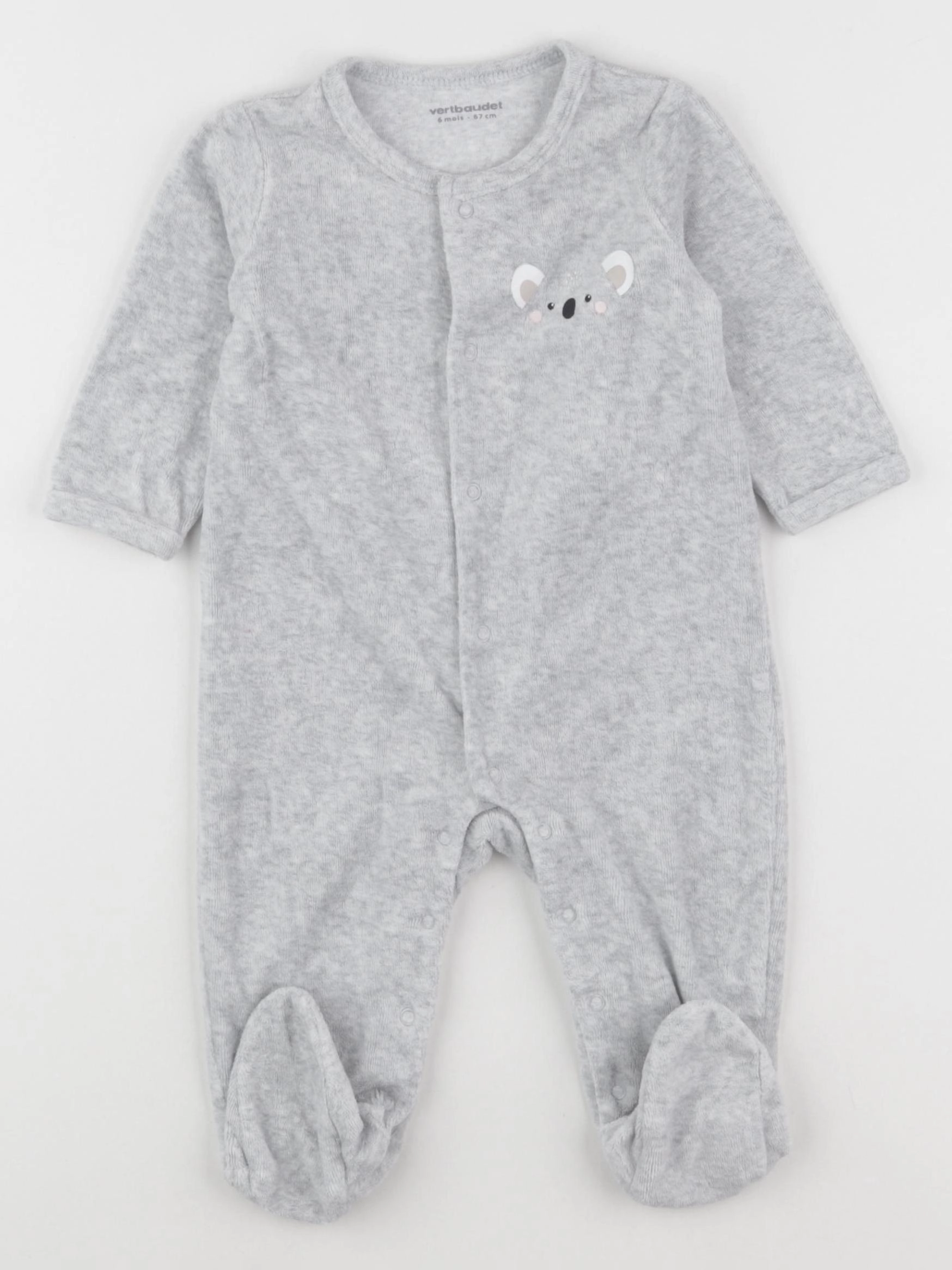 Vertbaudet - pyjama velours gris - 6 mois
