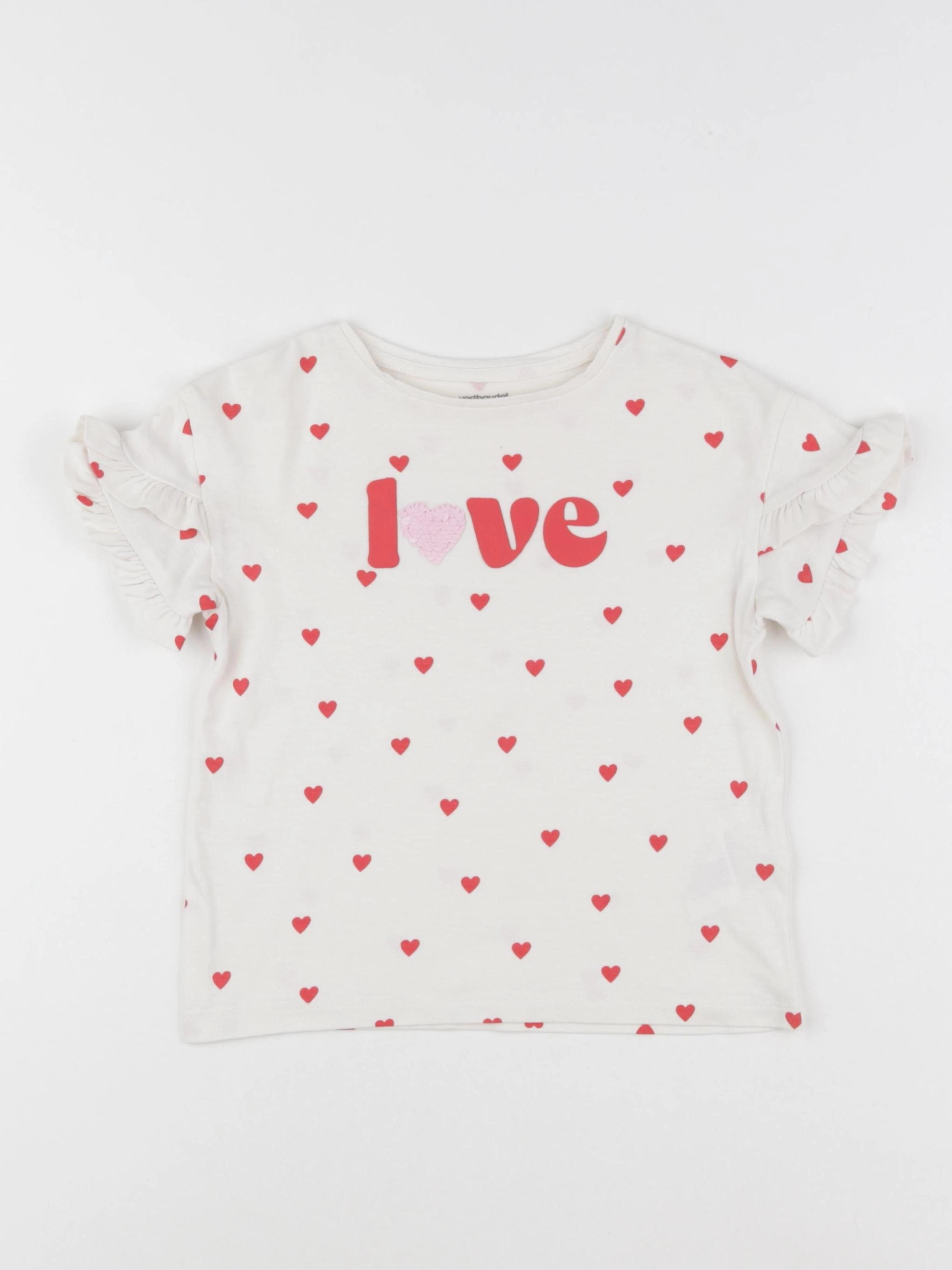Vertbaudet - tee-shirt blanc, rouge - 4 ans