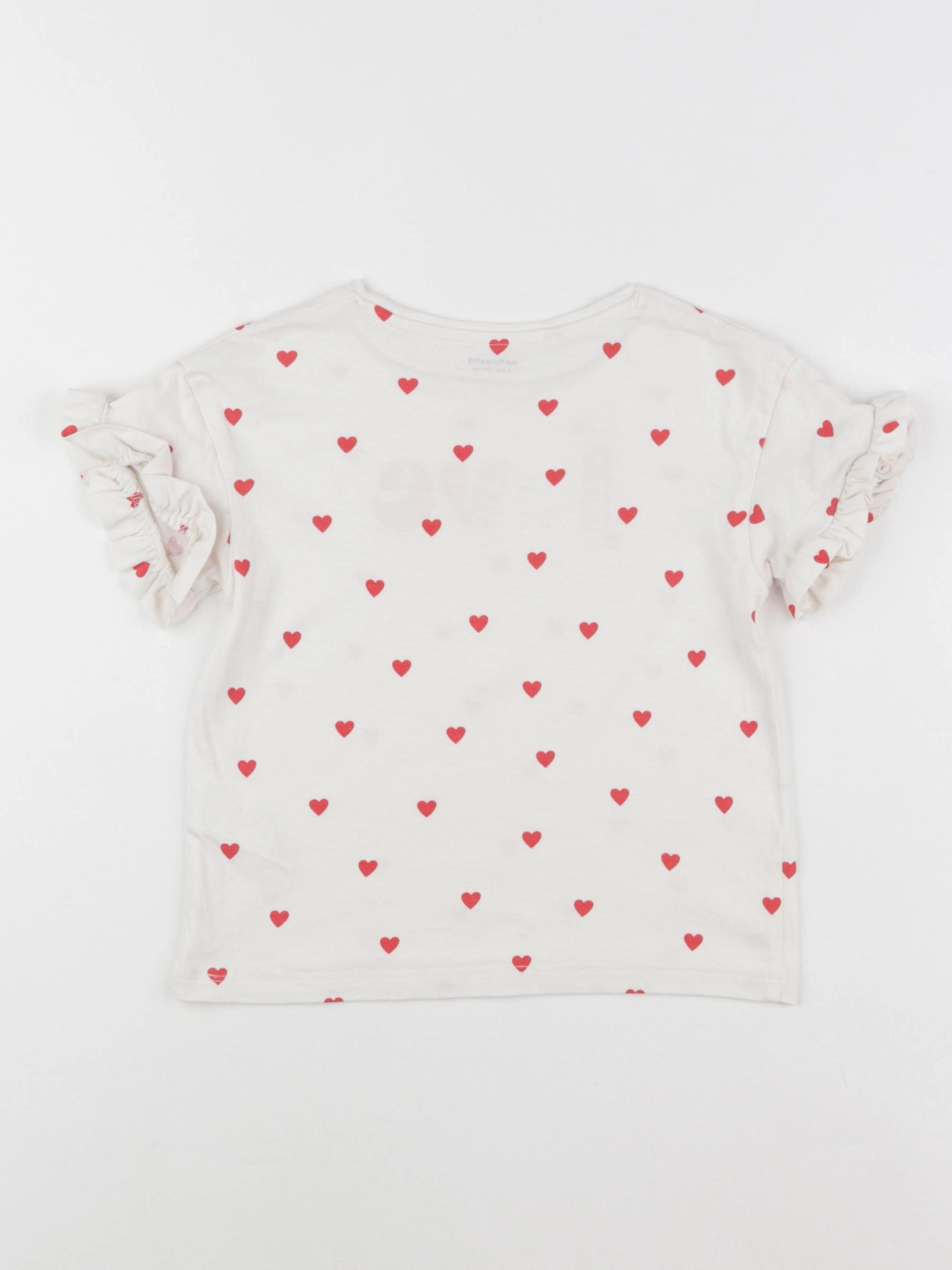 Vertbaudet - tee-shirt blanc, rouge - 4 ans