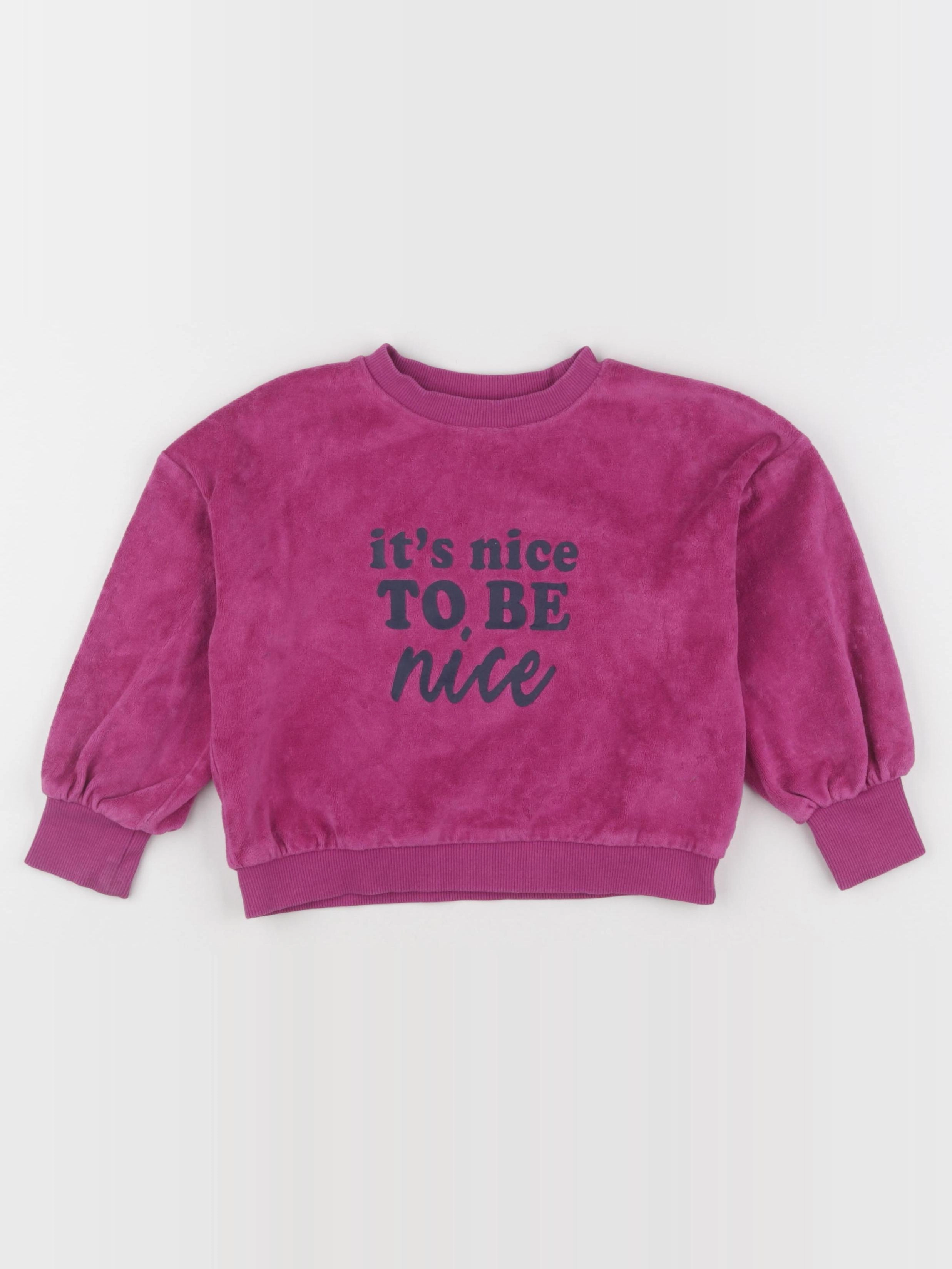 Vertbaudet - sweat velours rose - 4 ans