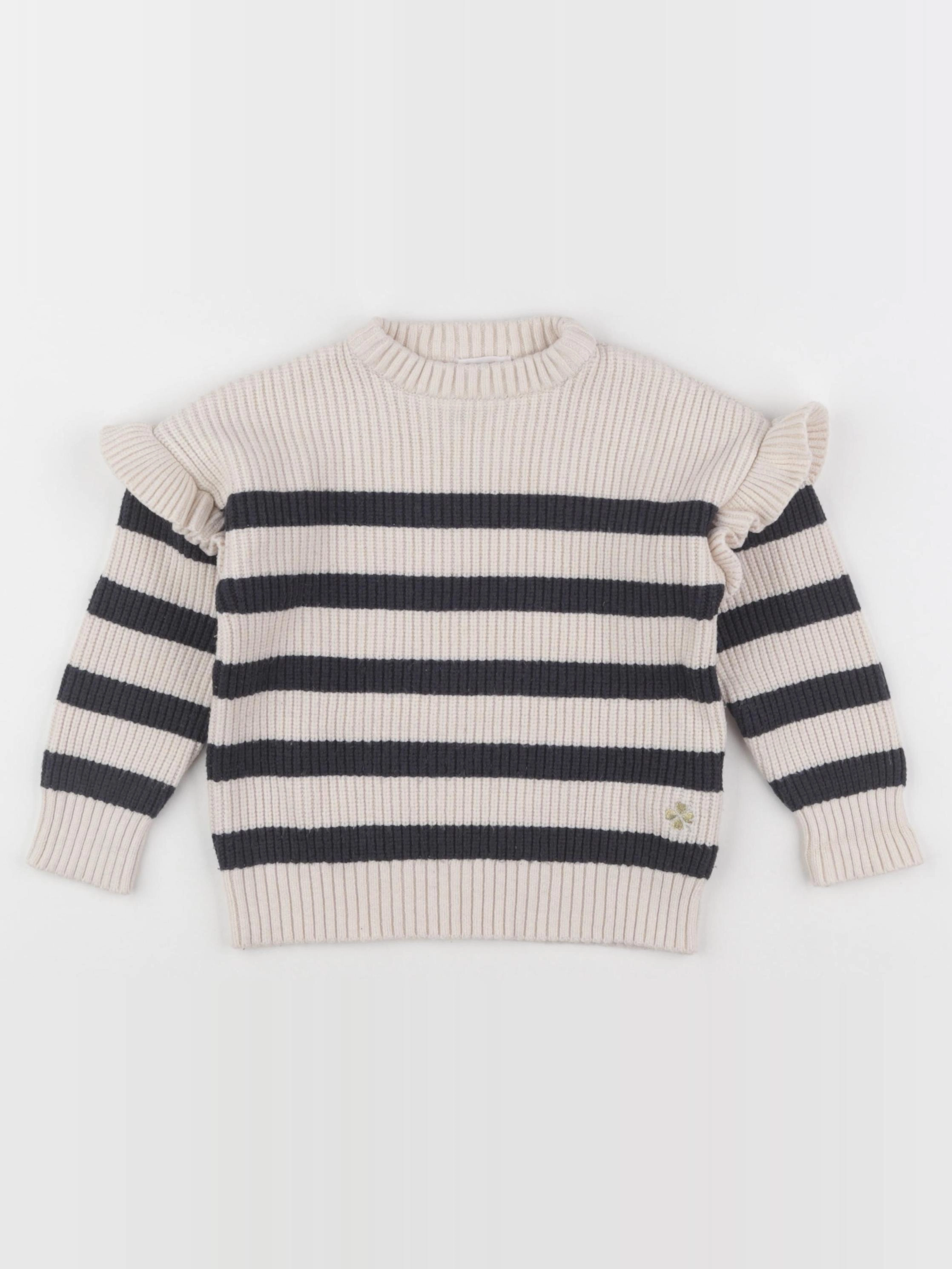 Vertbaudet - pull beige, bleu - 3 ans
