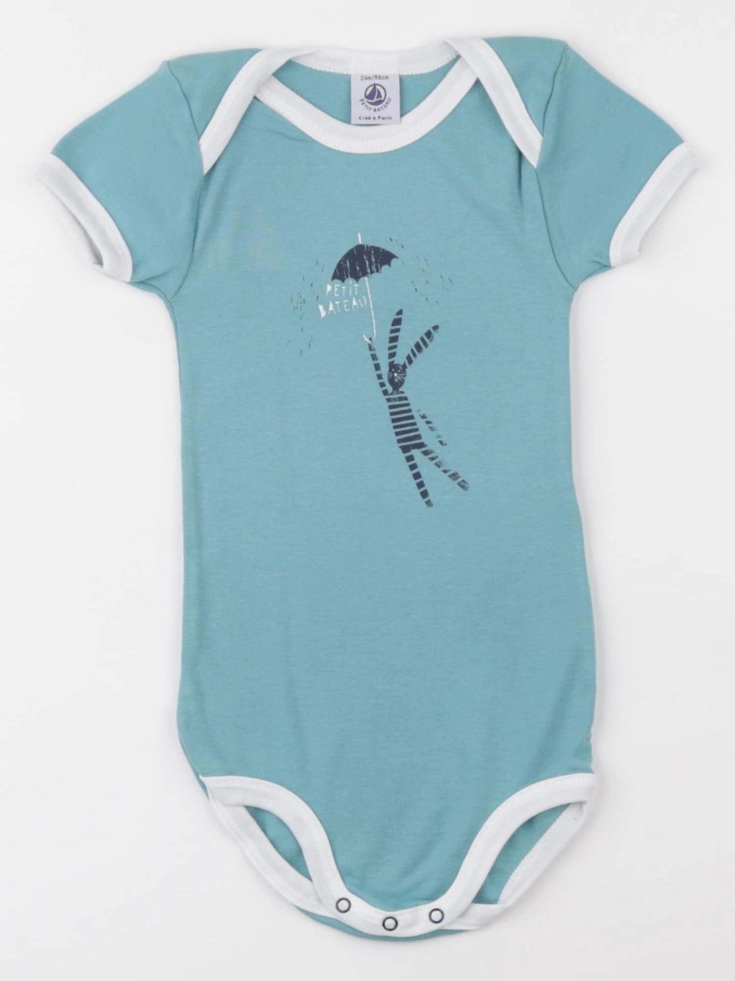 Petit Bateau - body bleu - 24 mois