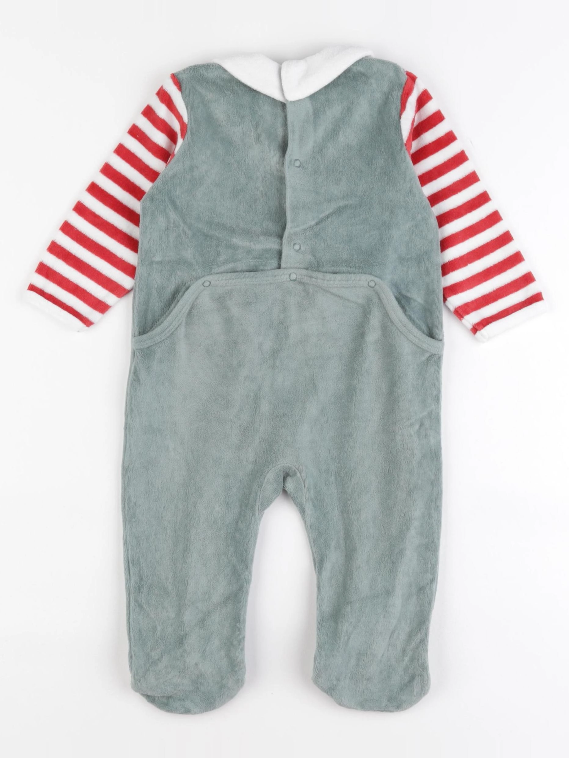 Vertbaudet - pyjama velours vert, rouge - 12 mois