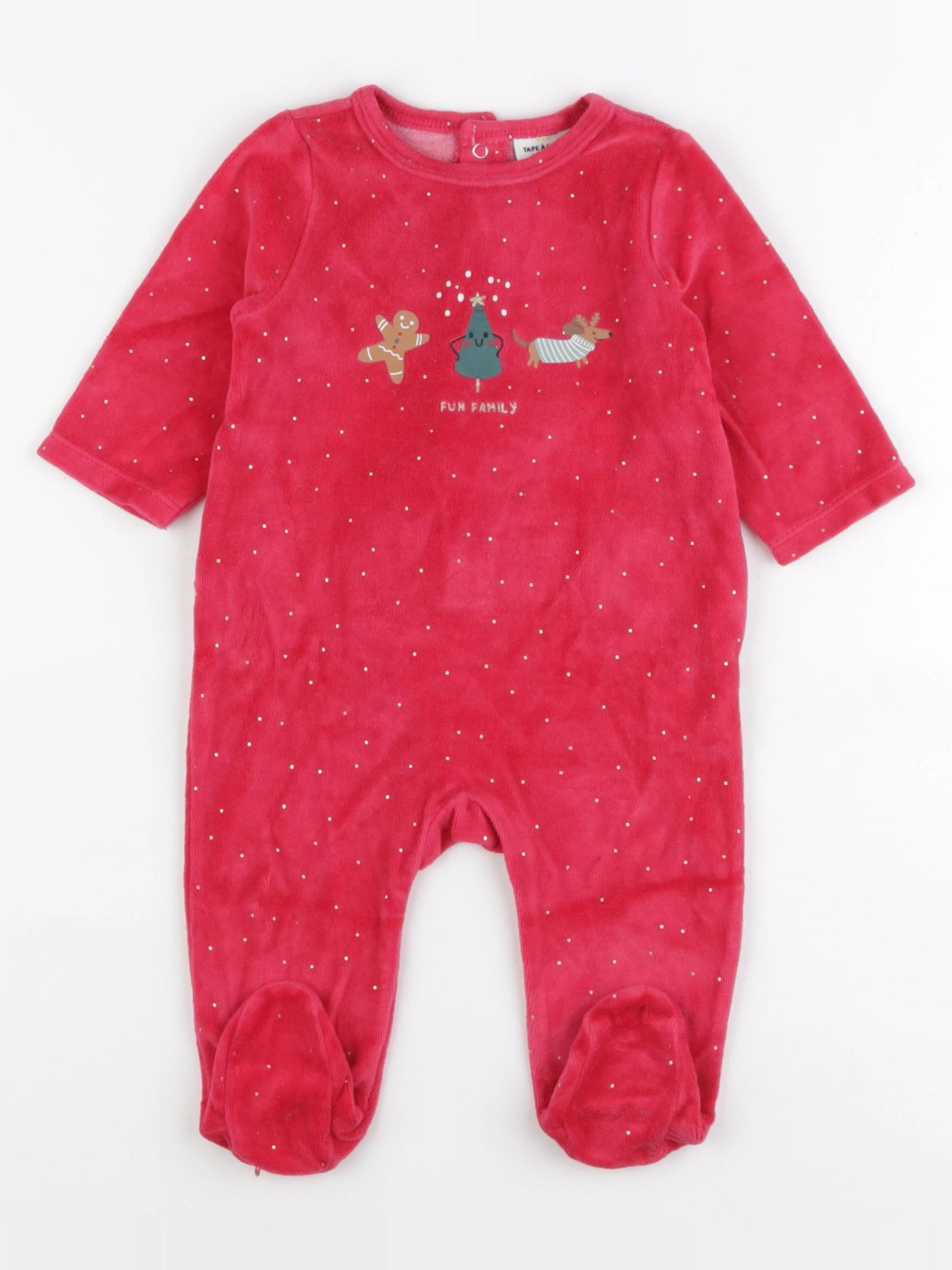 Tape à l'oeil - pyjama velours rouge - 6 mois