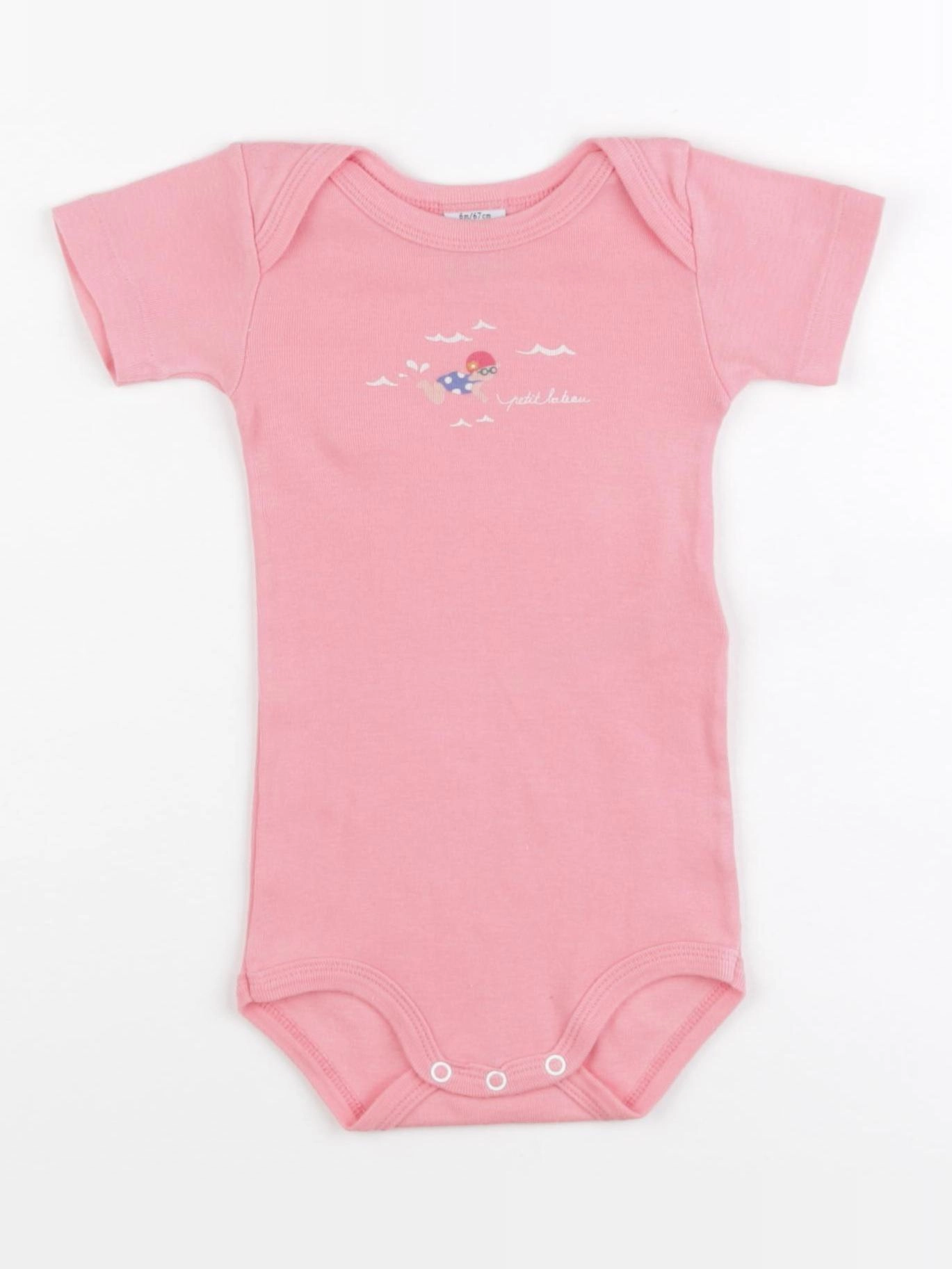Petit Bateau - body rose - 6 mois