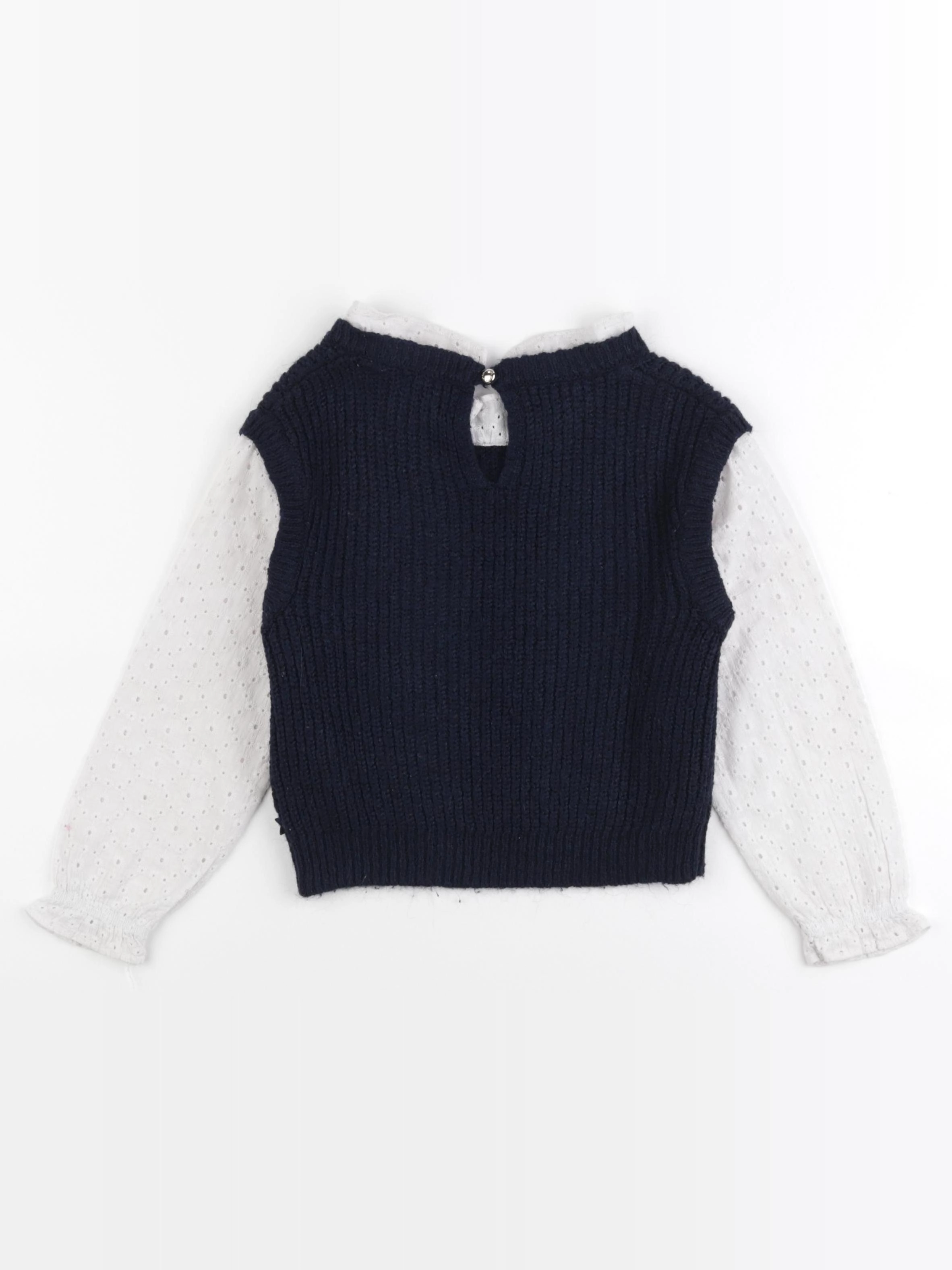 Okaidi - pull blanc, bleu - 6 ans