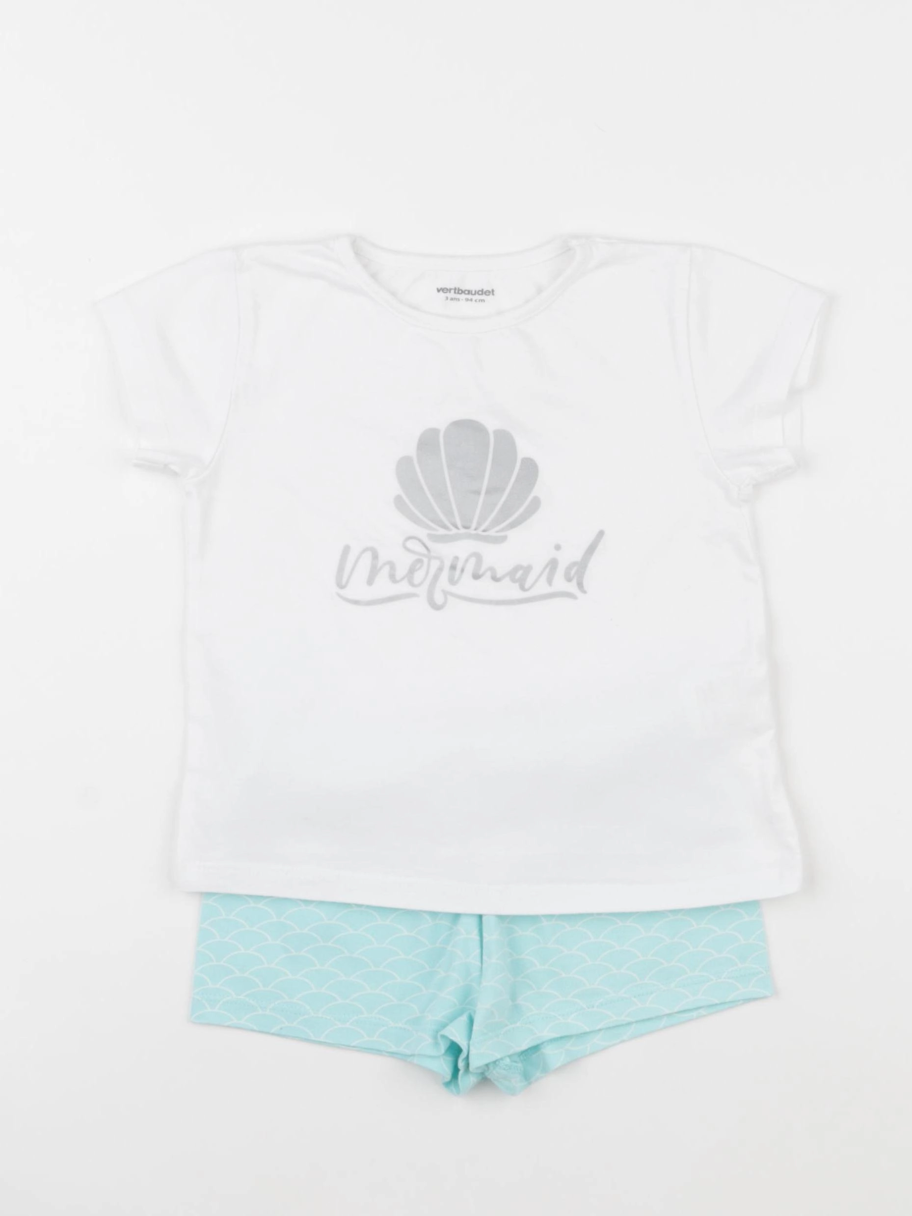 Vertbaudet - pyjama coton blanc, bleu - 3 ans