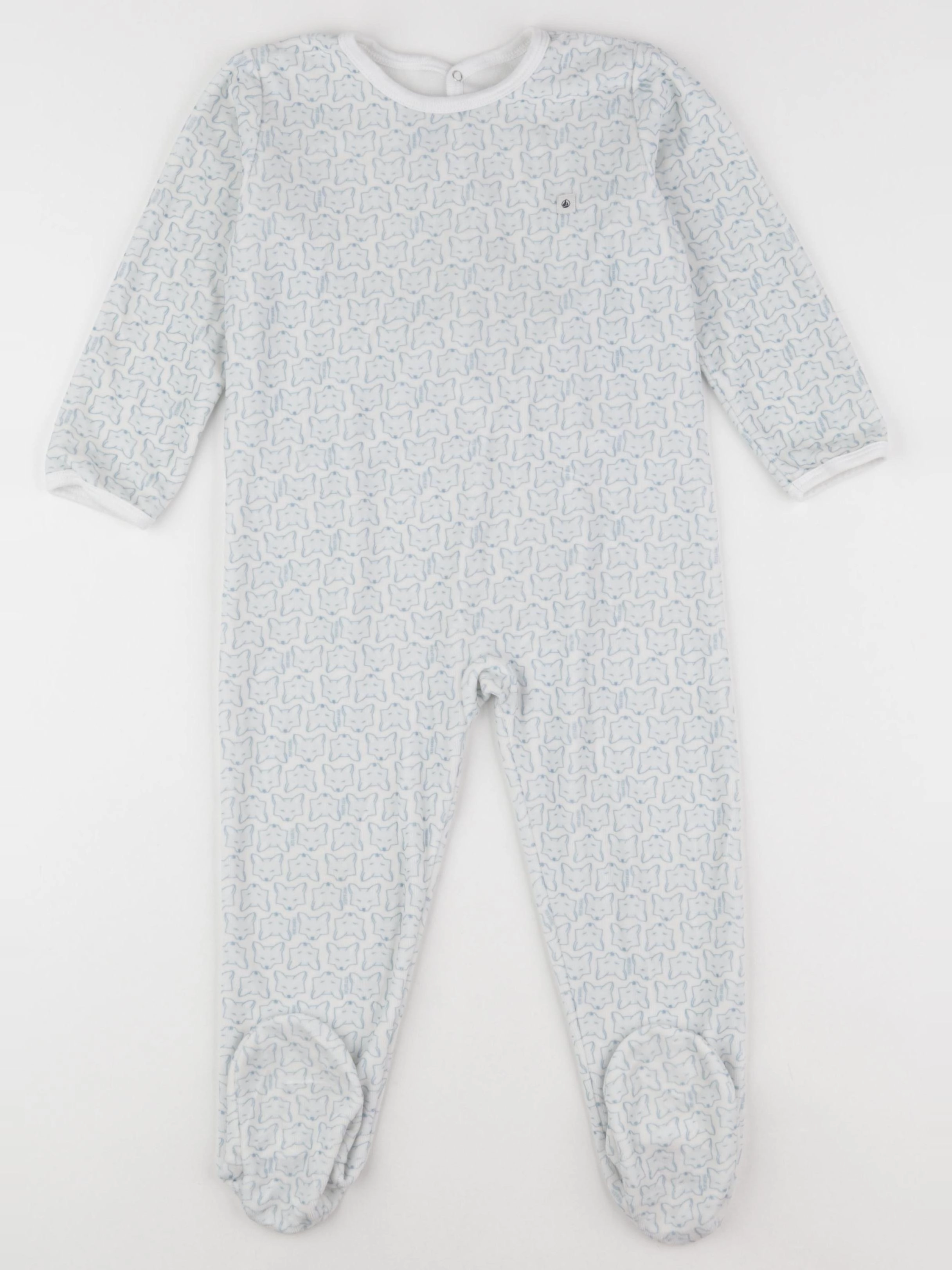 Petit Bateau - pyjama velours bleu, blanc - 36 mois