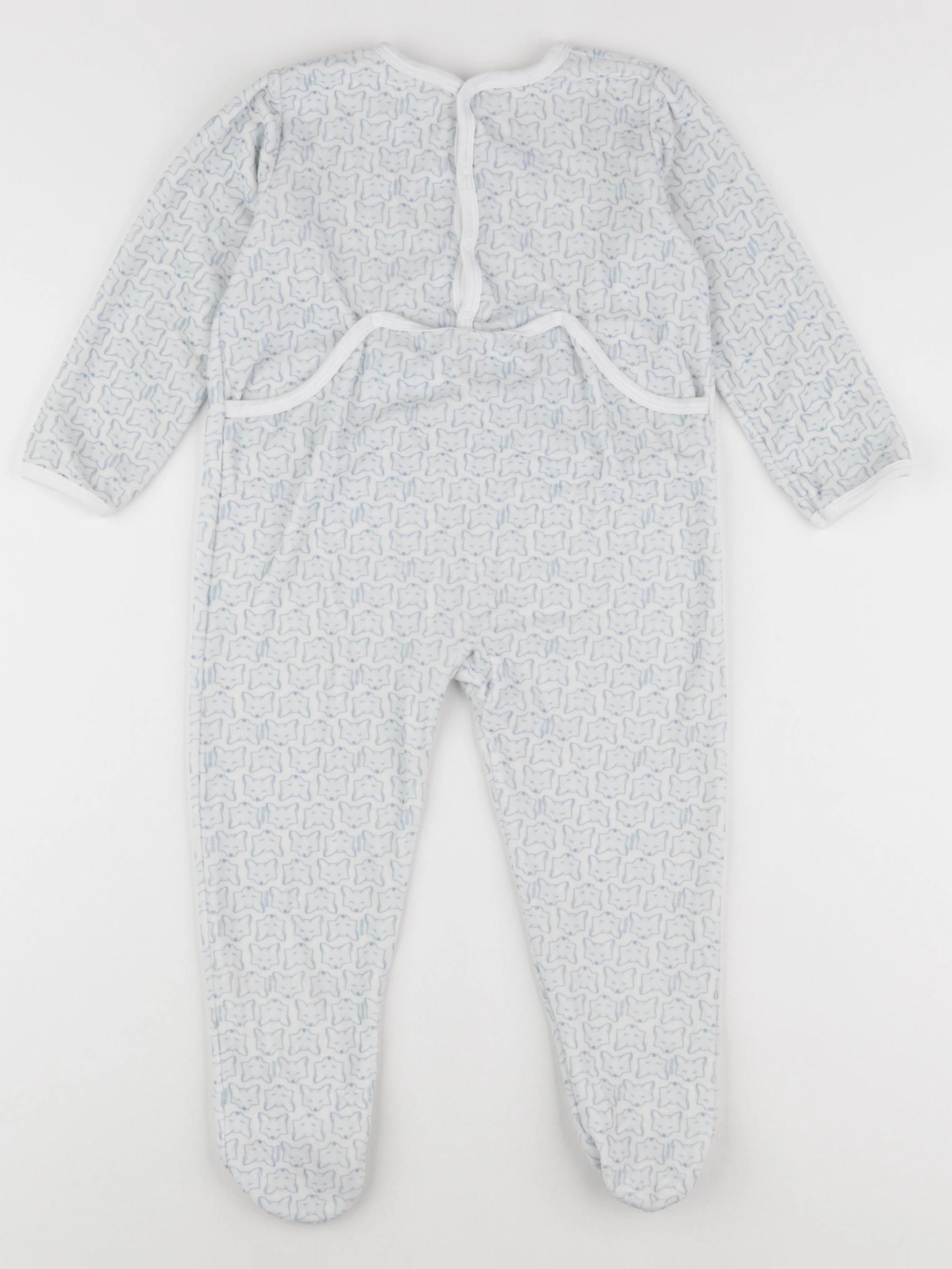 Petit Bateau - pyjama velours bleu, blanc - 36 mois