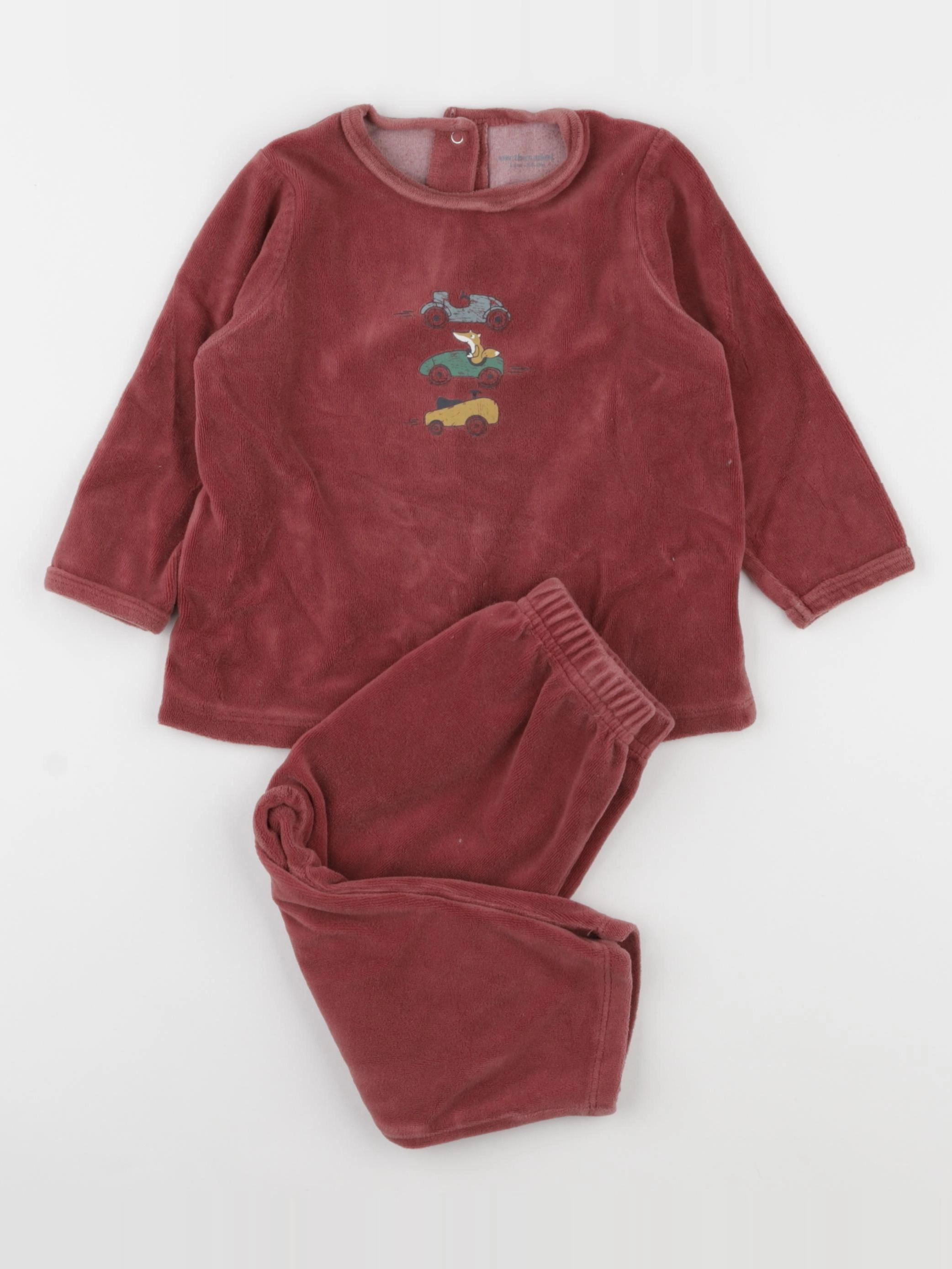 Vertbaudet - pyjama velours rouge - 2 ans