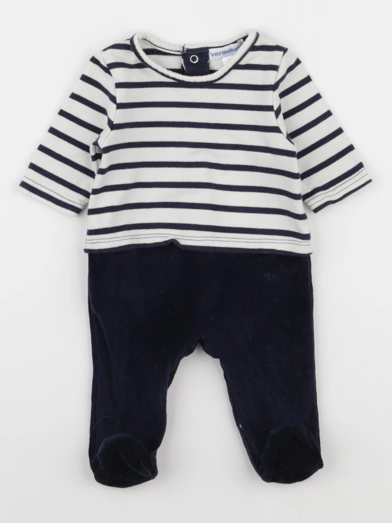 Vertbaudet - pyjama coton bleu - 1 mois