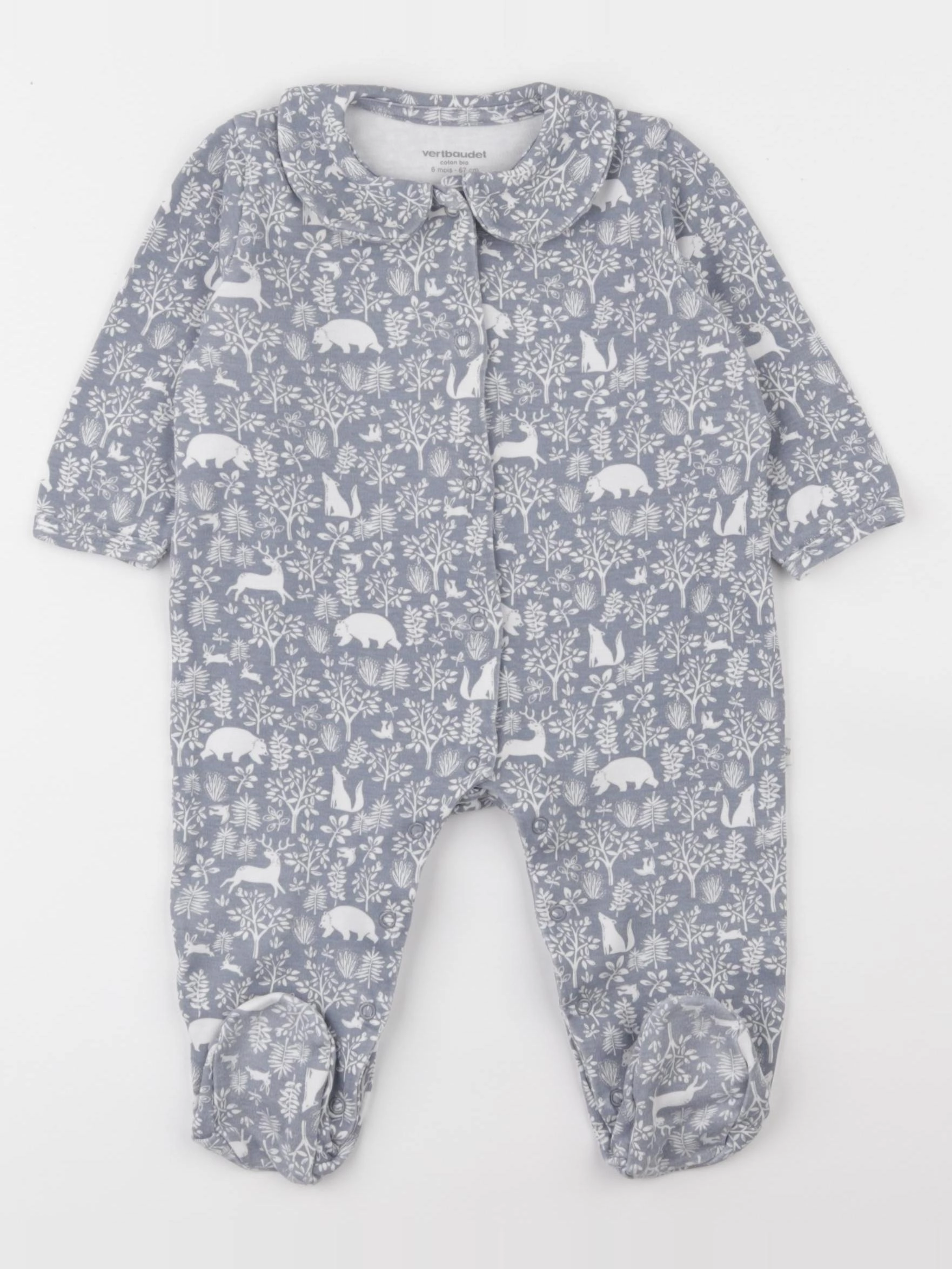 Vertbaudet - pyjama coton bleu - 6 mois