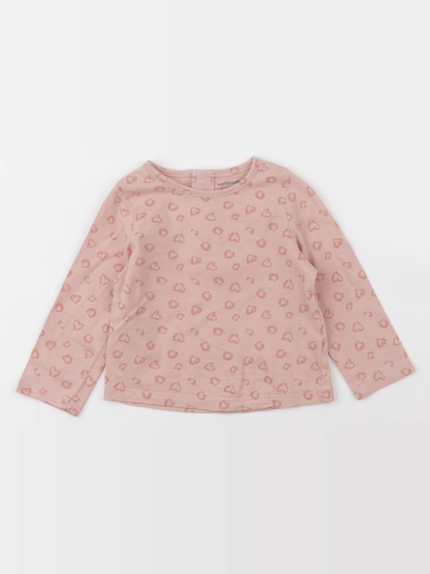 Vertbaudet - tee-shirt coton rose - 6 mois