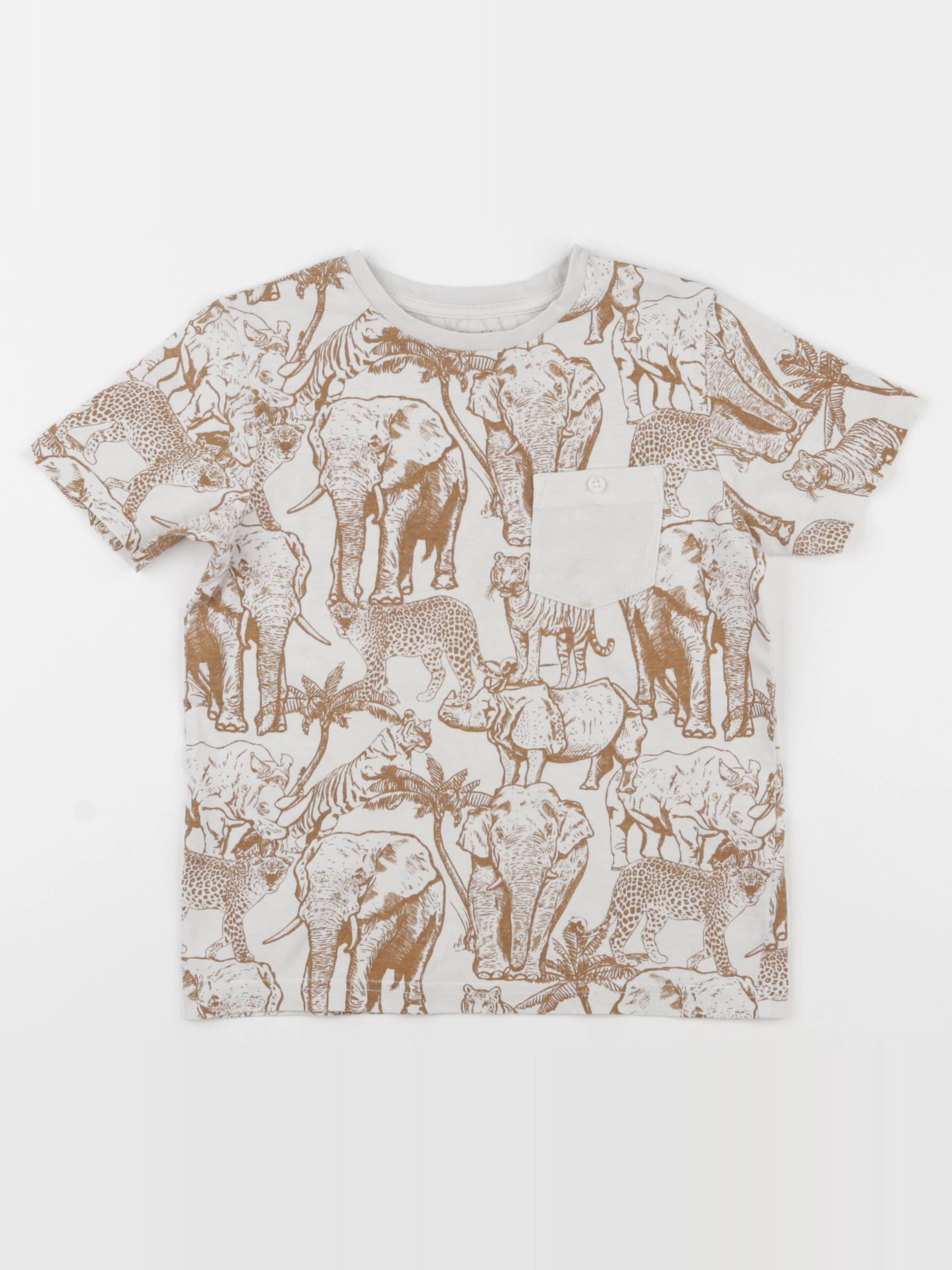 Vertbaudet - tee-shirt blanc, marron - 6 ans