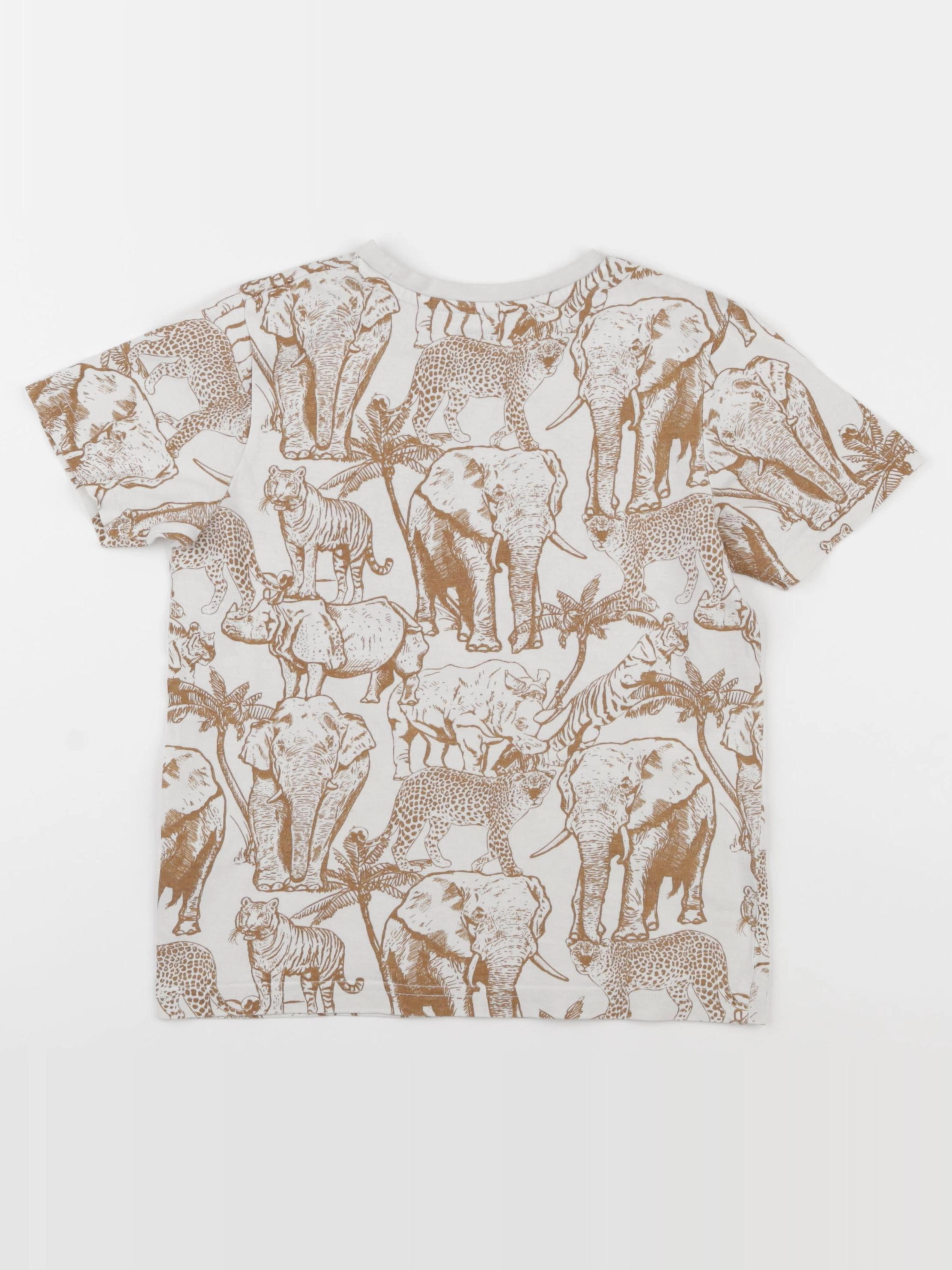 Vertbaudet - tee-shirt blanc, marron - 6 ans