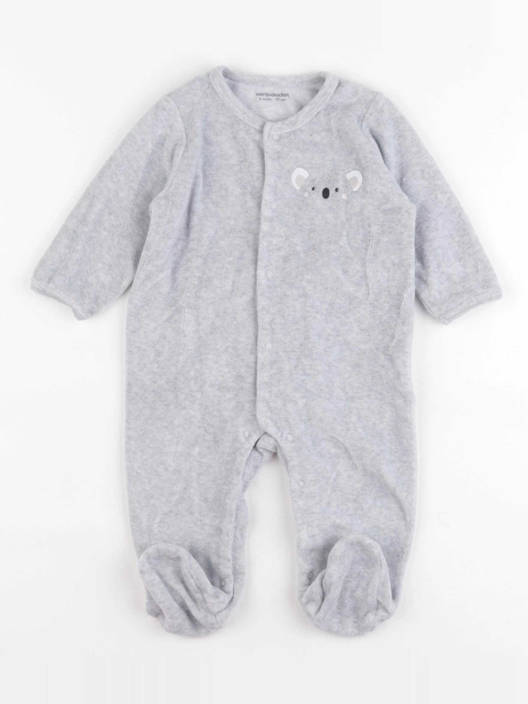 Vertbaudet - pyjama velours gris - 6 mois