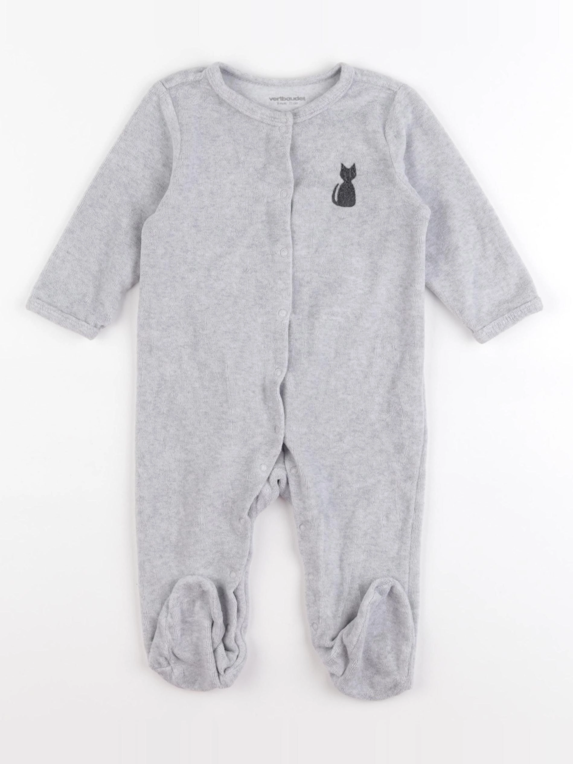 Vertbaudet - pyjama velours gris - 9 mois