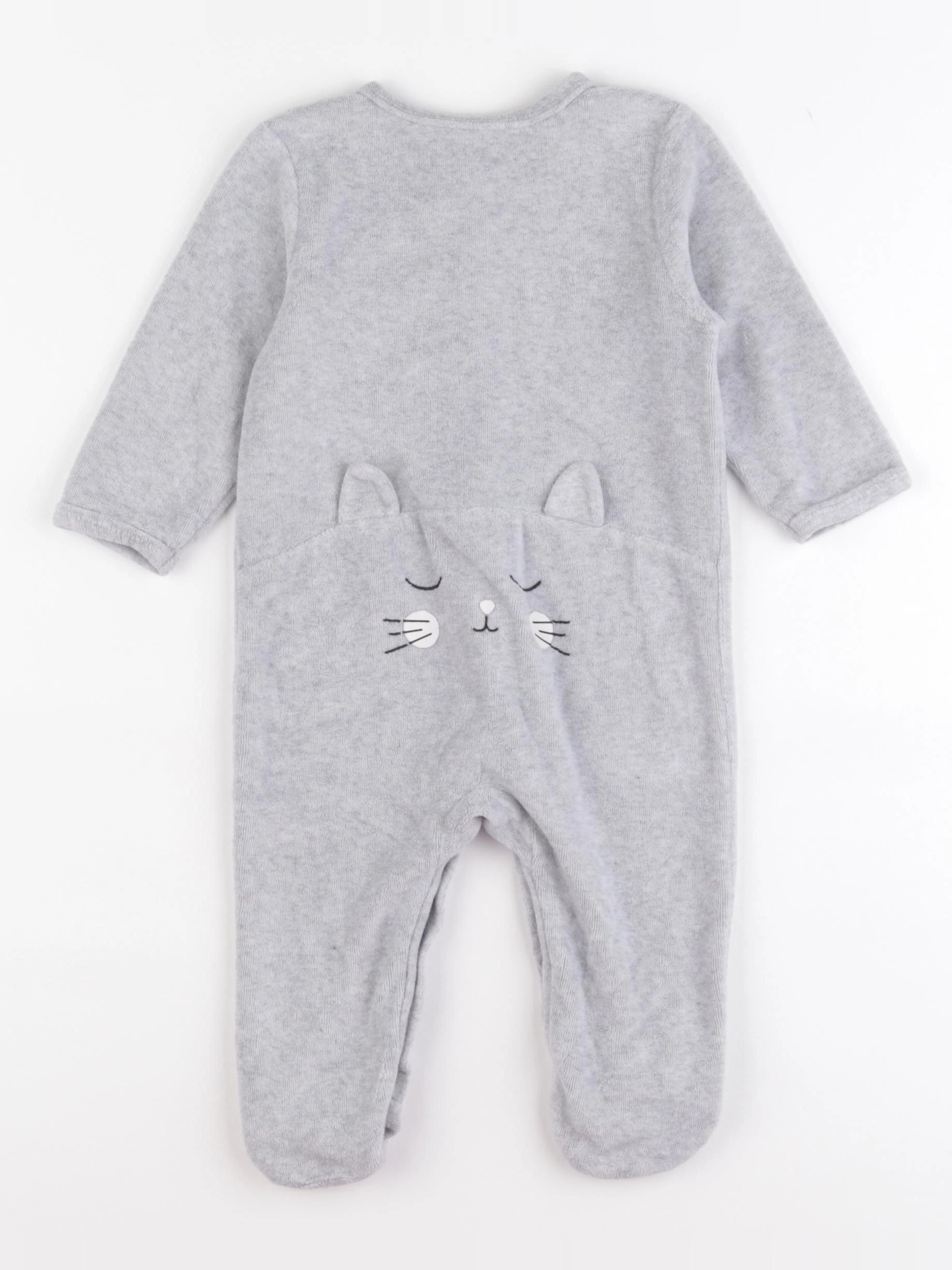 Vertbaudet - pyjama velours gris - 9 mois