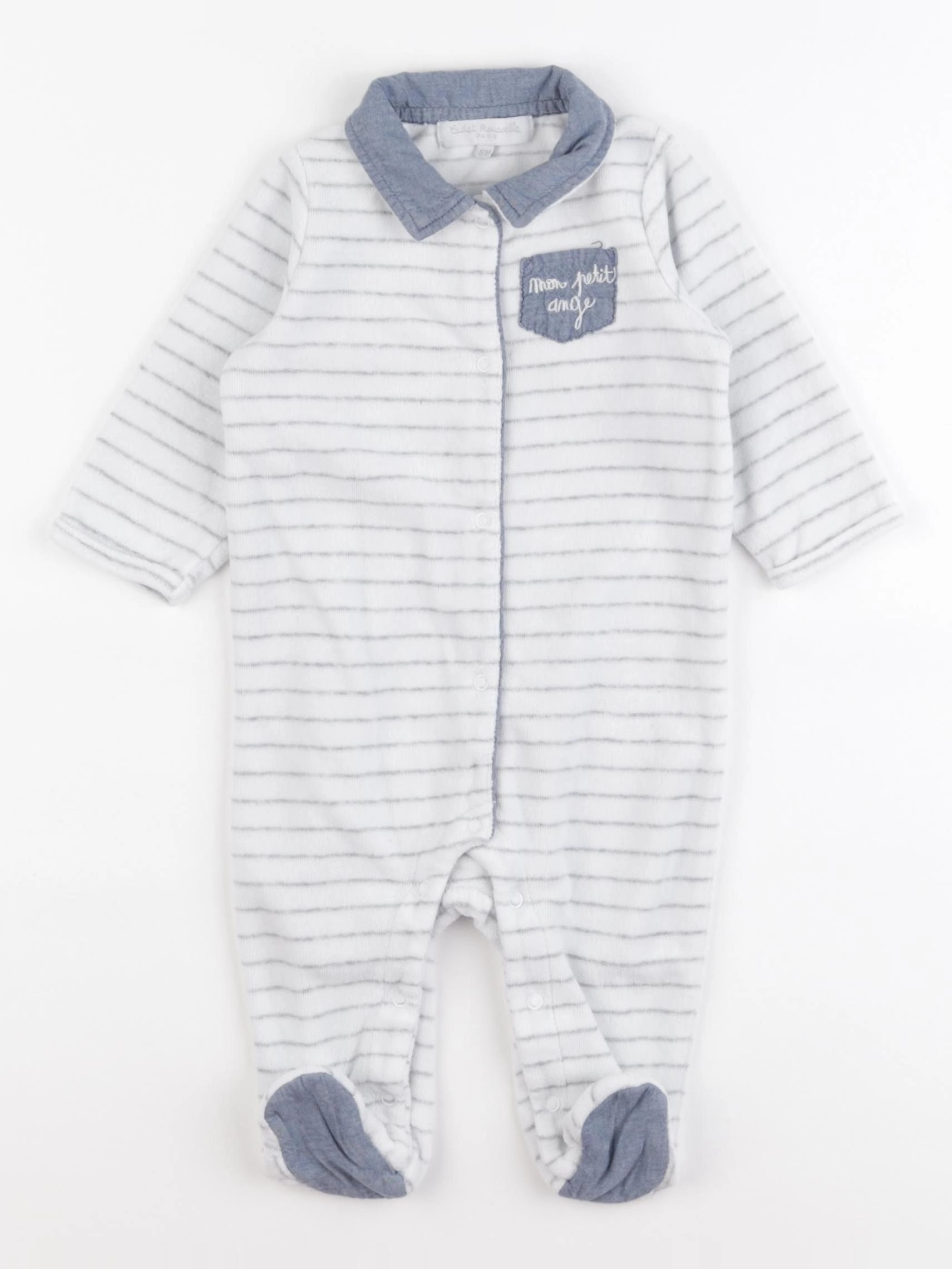Cadet Rousselle - pyjama velours gris - 6 mois