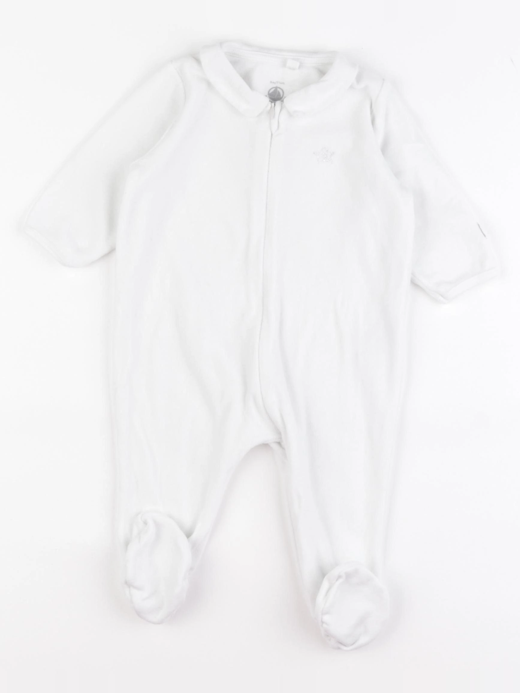 Petit Bateau - pyjama velours blanc - 9 mois