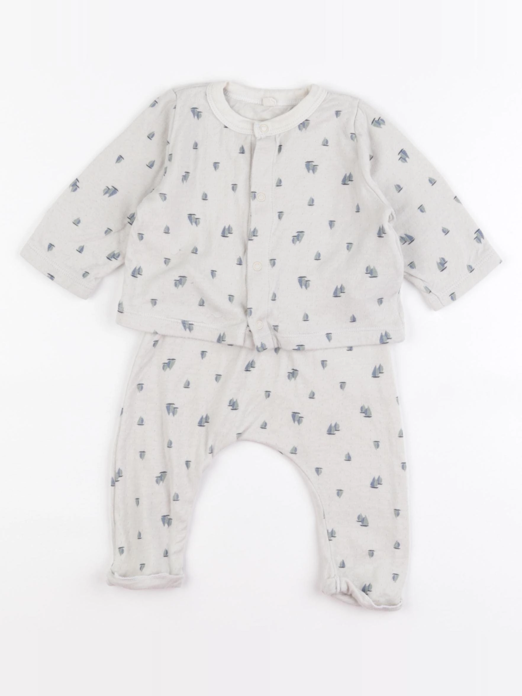 Petit Bateau - ensemble gris - 6 mois
