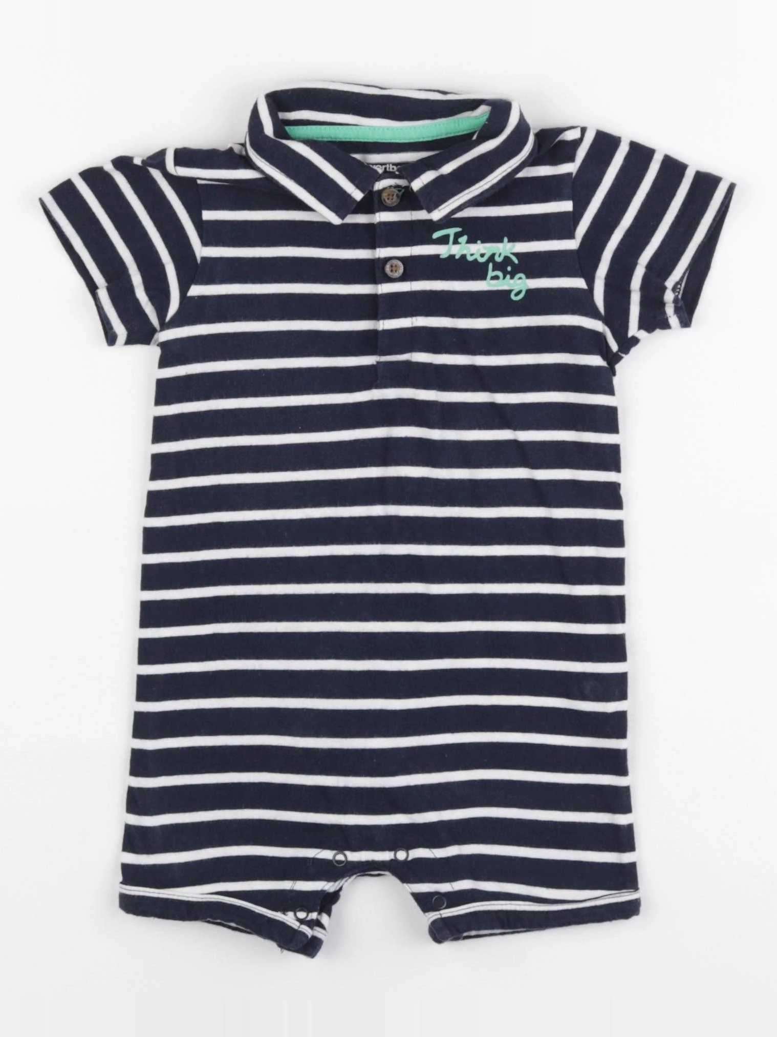 Vertbaudet - combinaison bleu, blanc - 18 mois