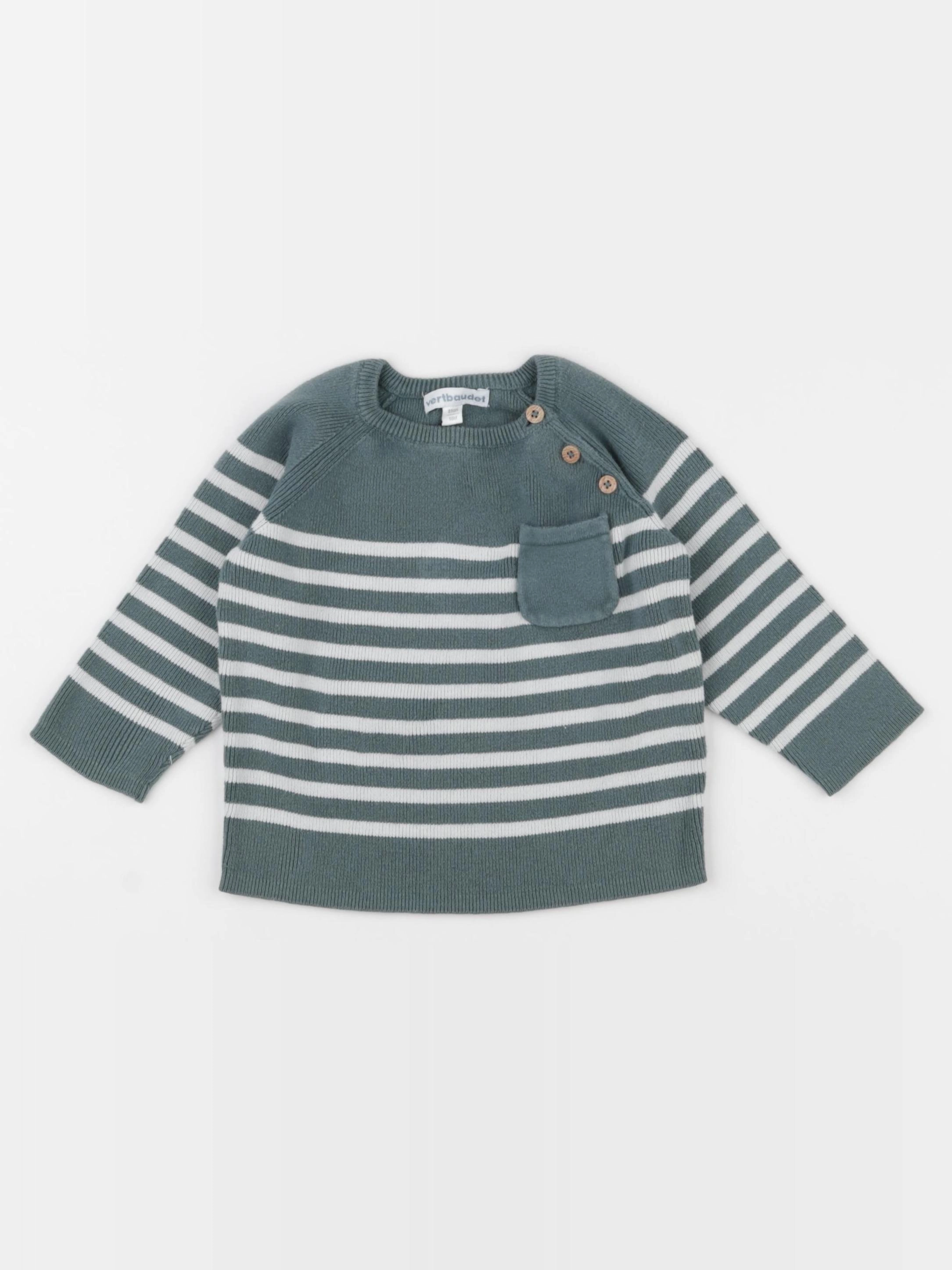 Vertbaudet - pull vert - 18 mois