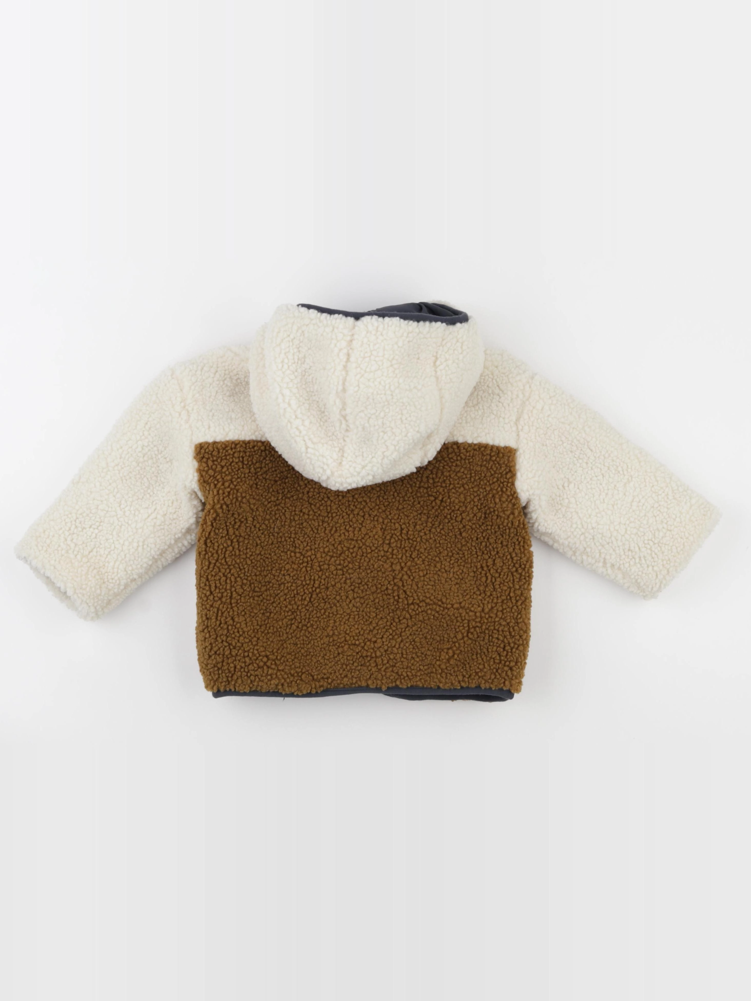 Vertbaudet - doudoune réversible bleu, beige - 12/18 mois