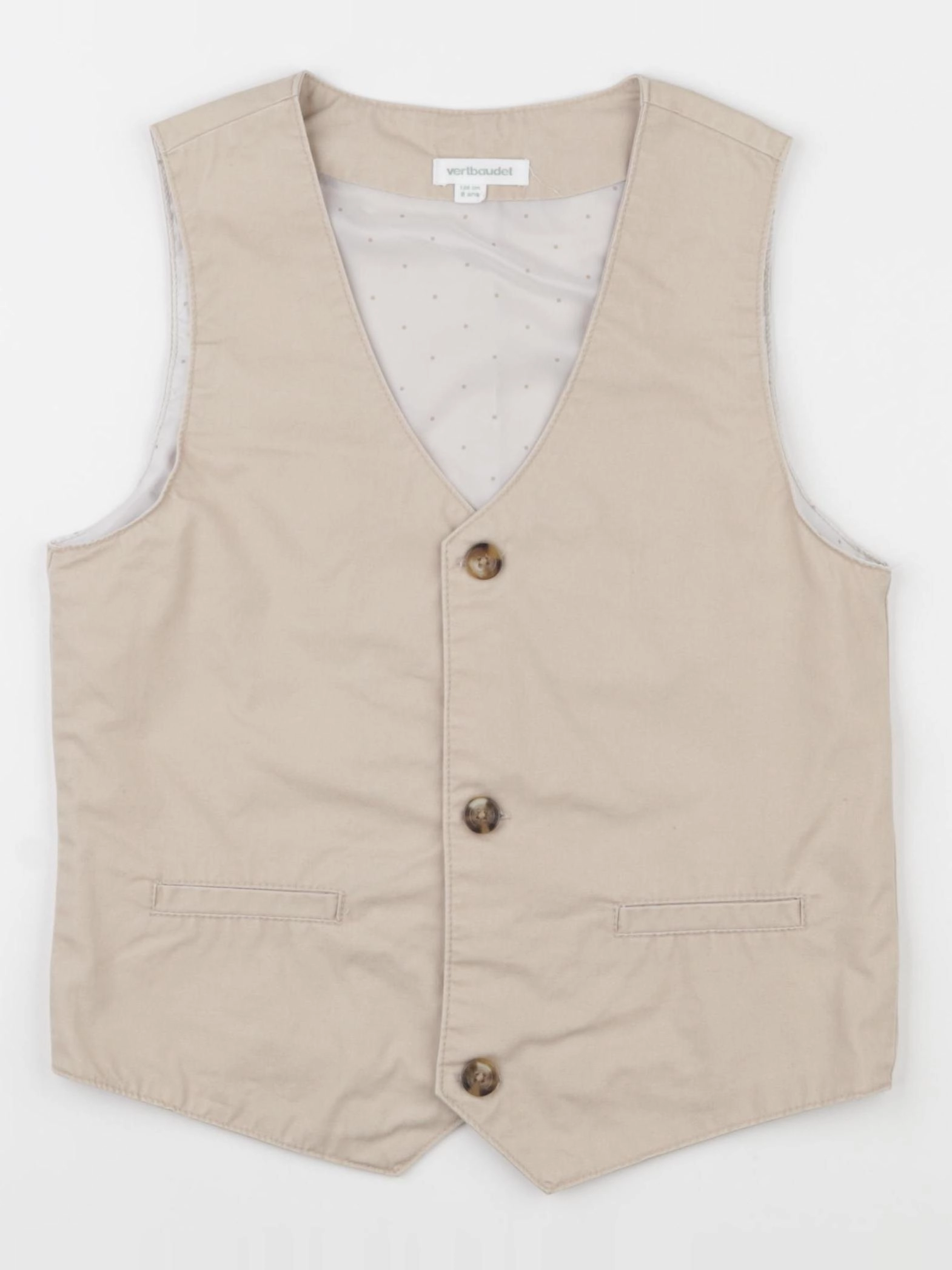 Vertbaudet - gilet beige - 8 ans
