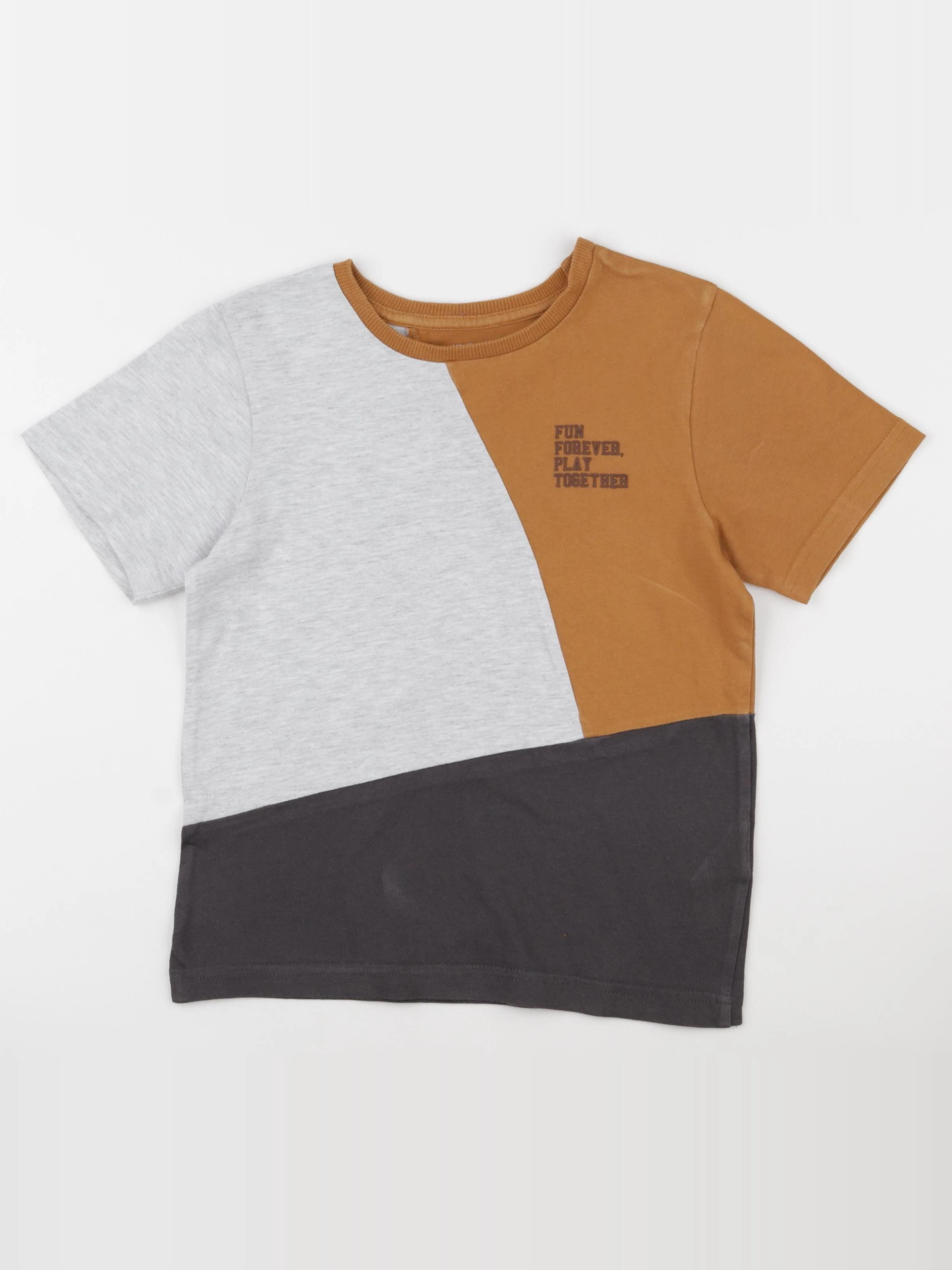 Vertbaudet - tee-shirt gris, marron - 8 ans