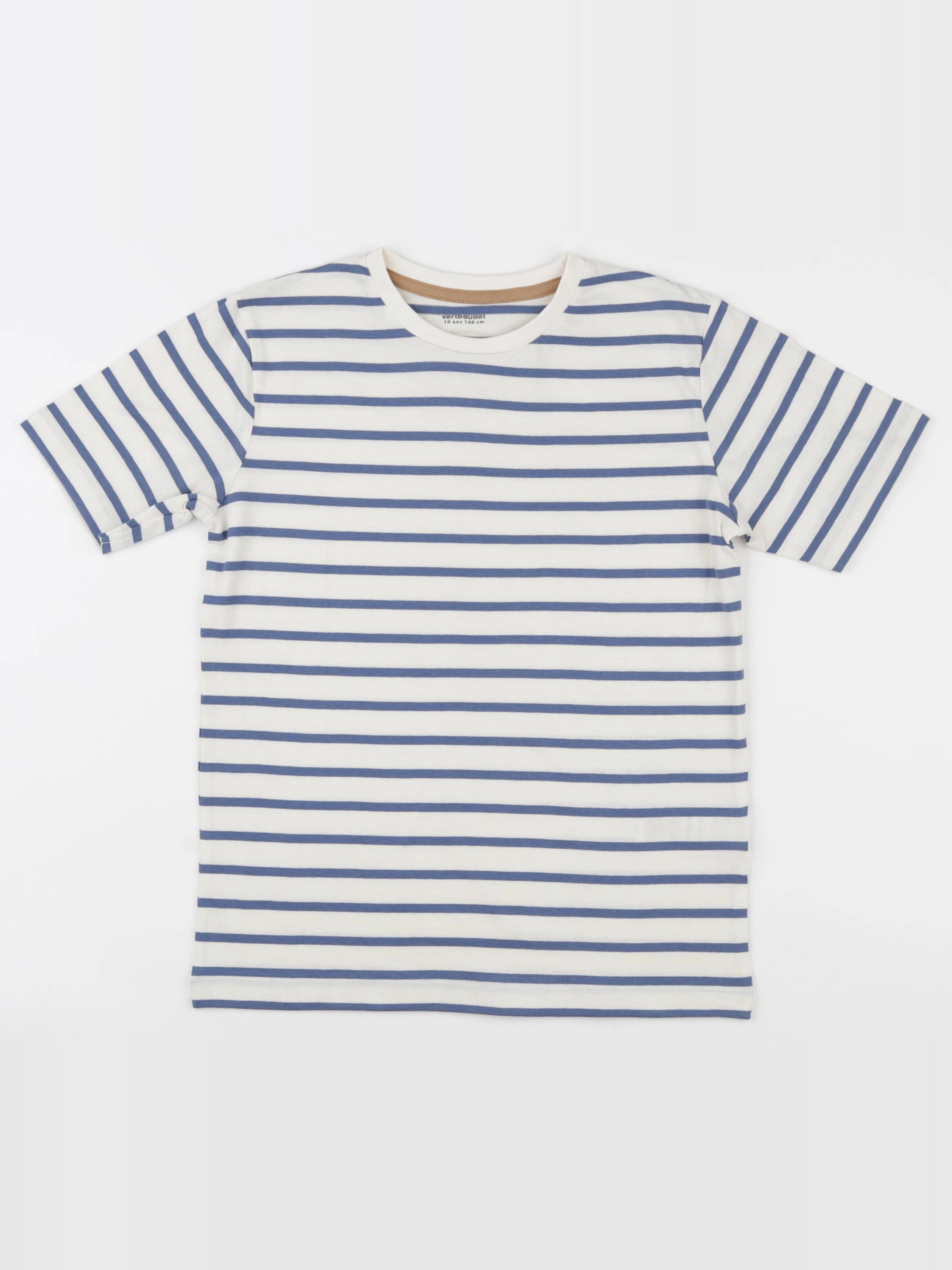 Vertbaudet - tee-shirt blanc, bleu - 10 ans