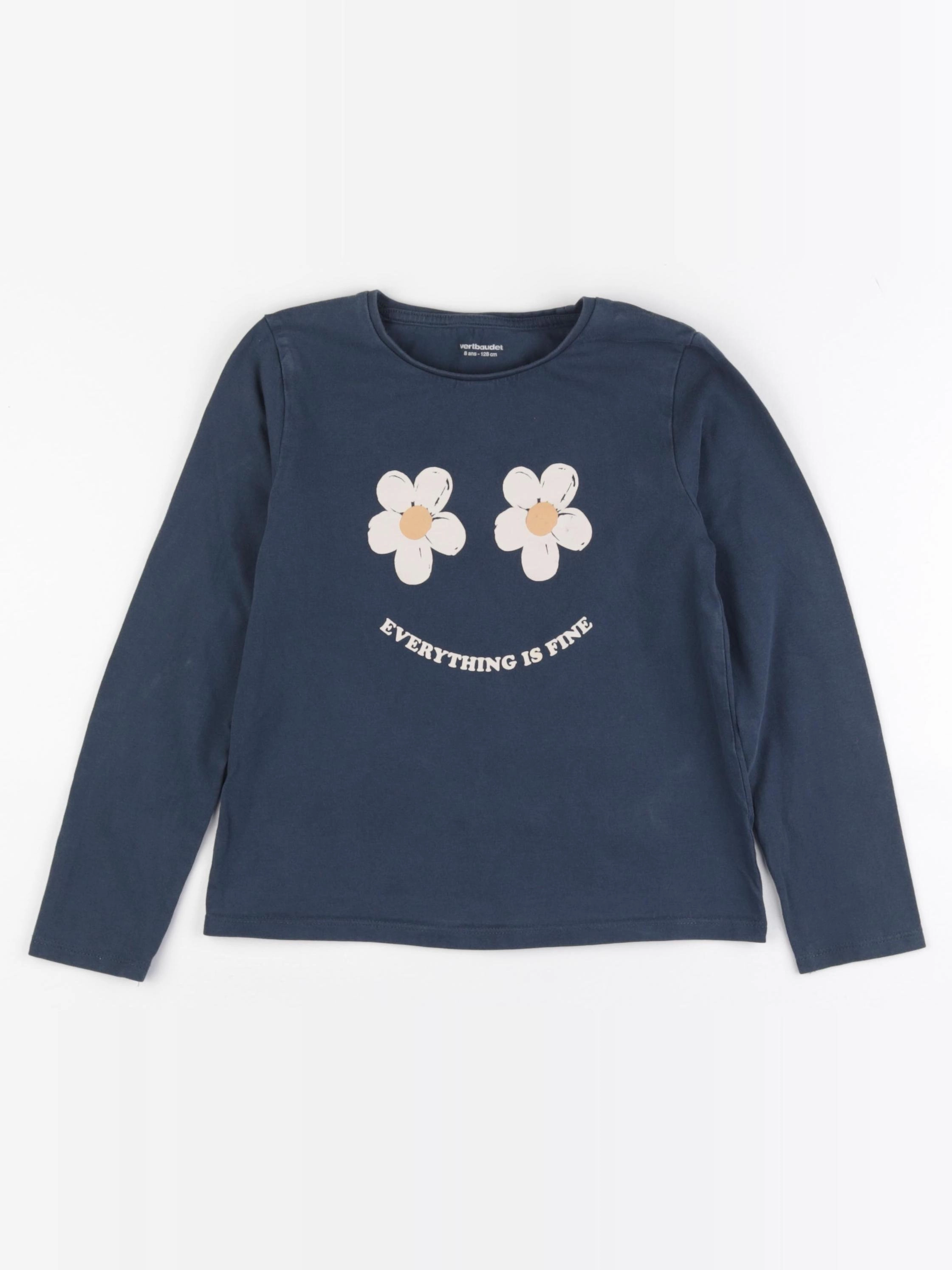 Vertbaudet - tee-shirt bleu - 8 ans