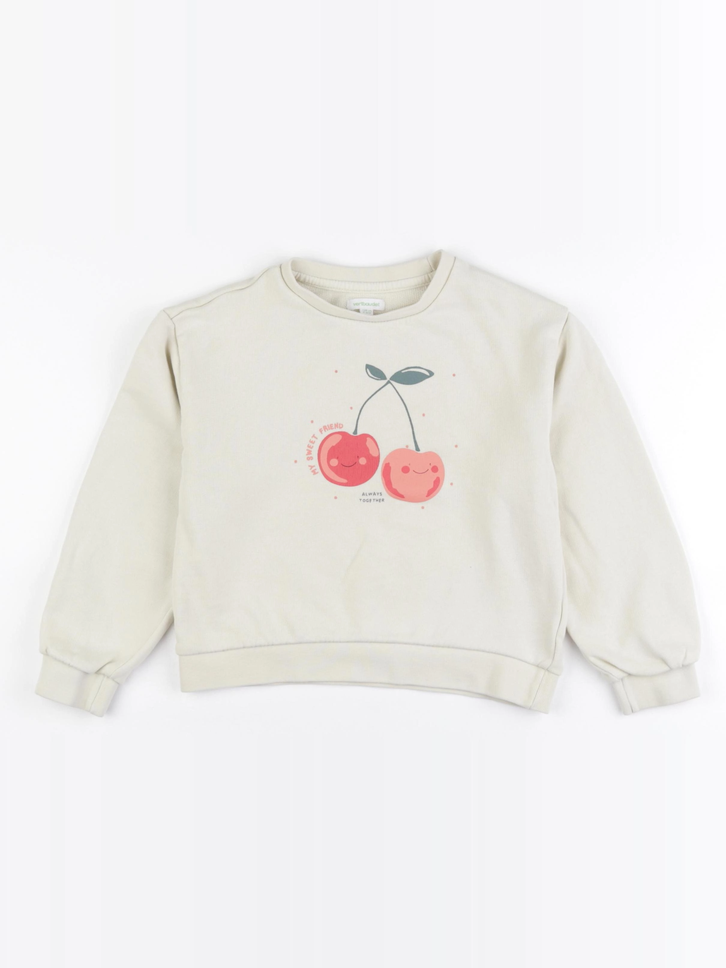 Vertbaudet - sweat beige - 8 ans