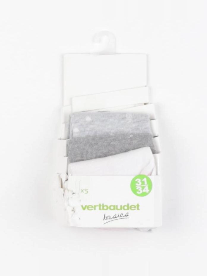 Vertbaudet - lot de 3 chaussettes gris, rose - 8/10 ans