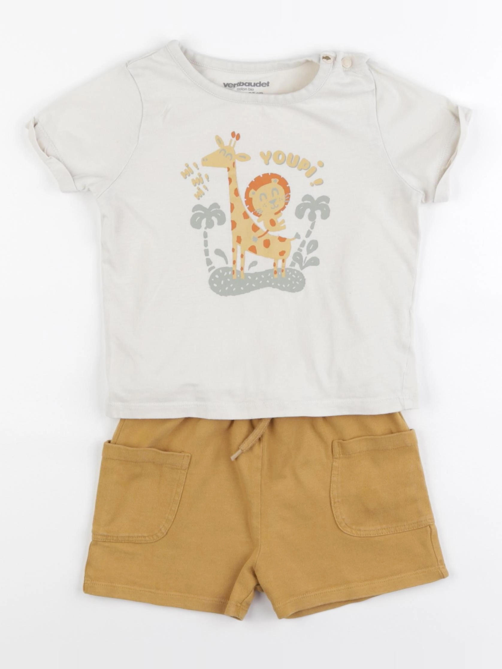 Vertbaudet - pyjama coton blanc, jaune - 3 ans