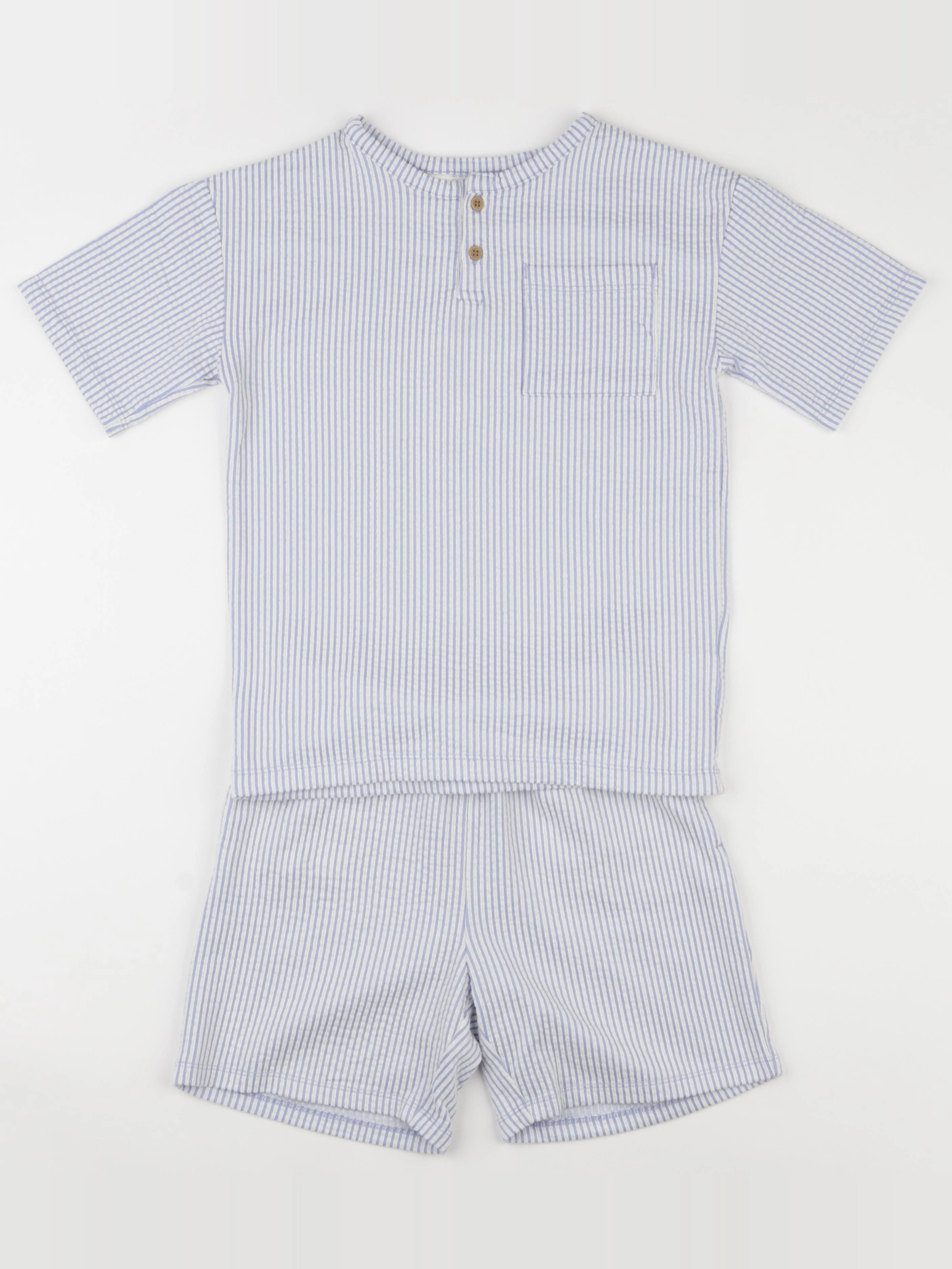 H&M - pyjama coton blanc, bleu - 6/7 ans