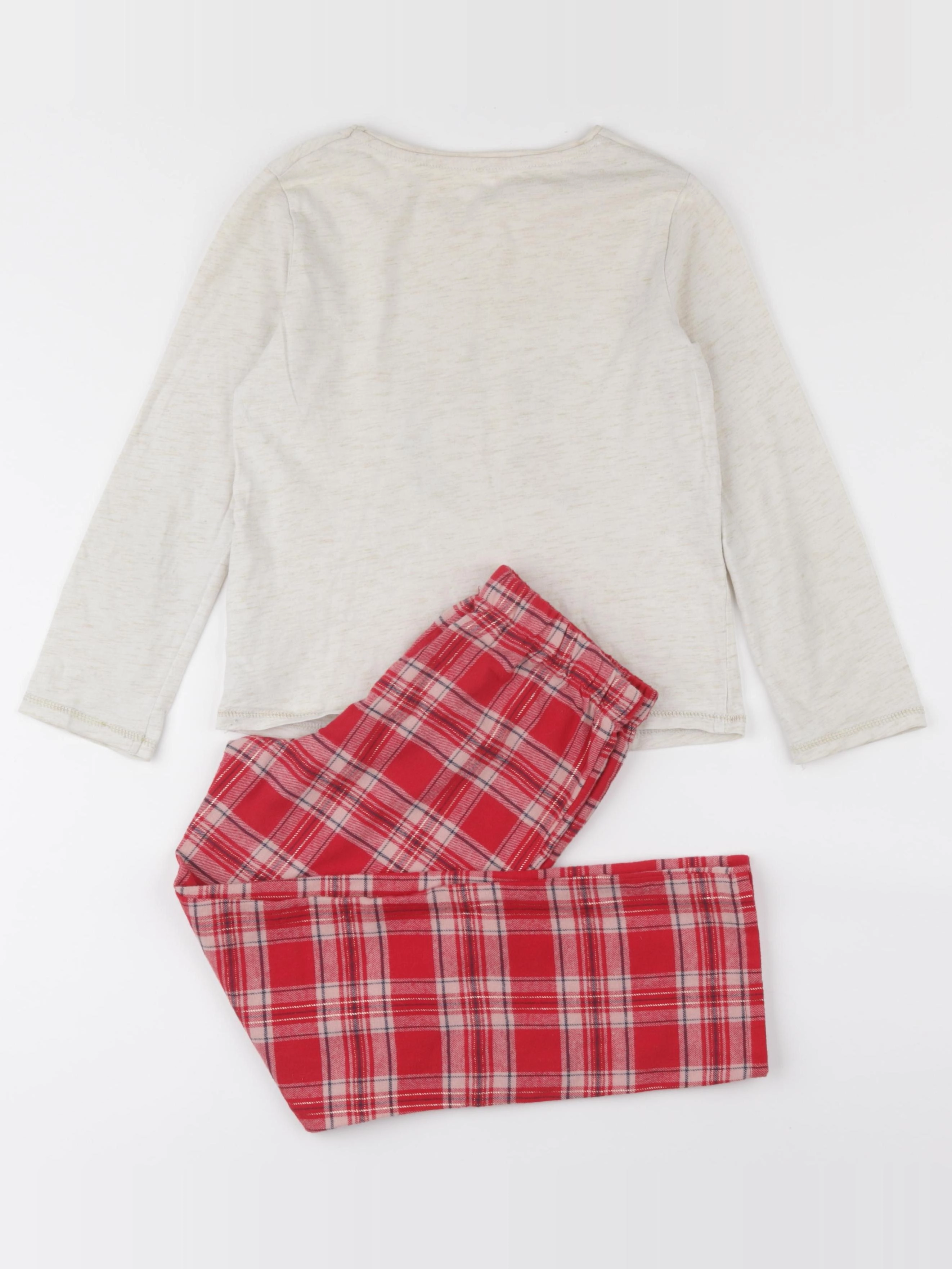 Vertbaudet - pyjama coton beige, rouge - 8 ans