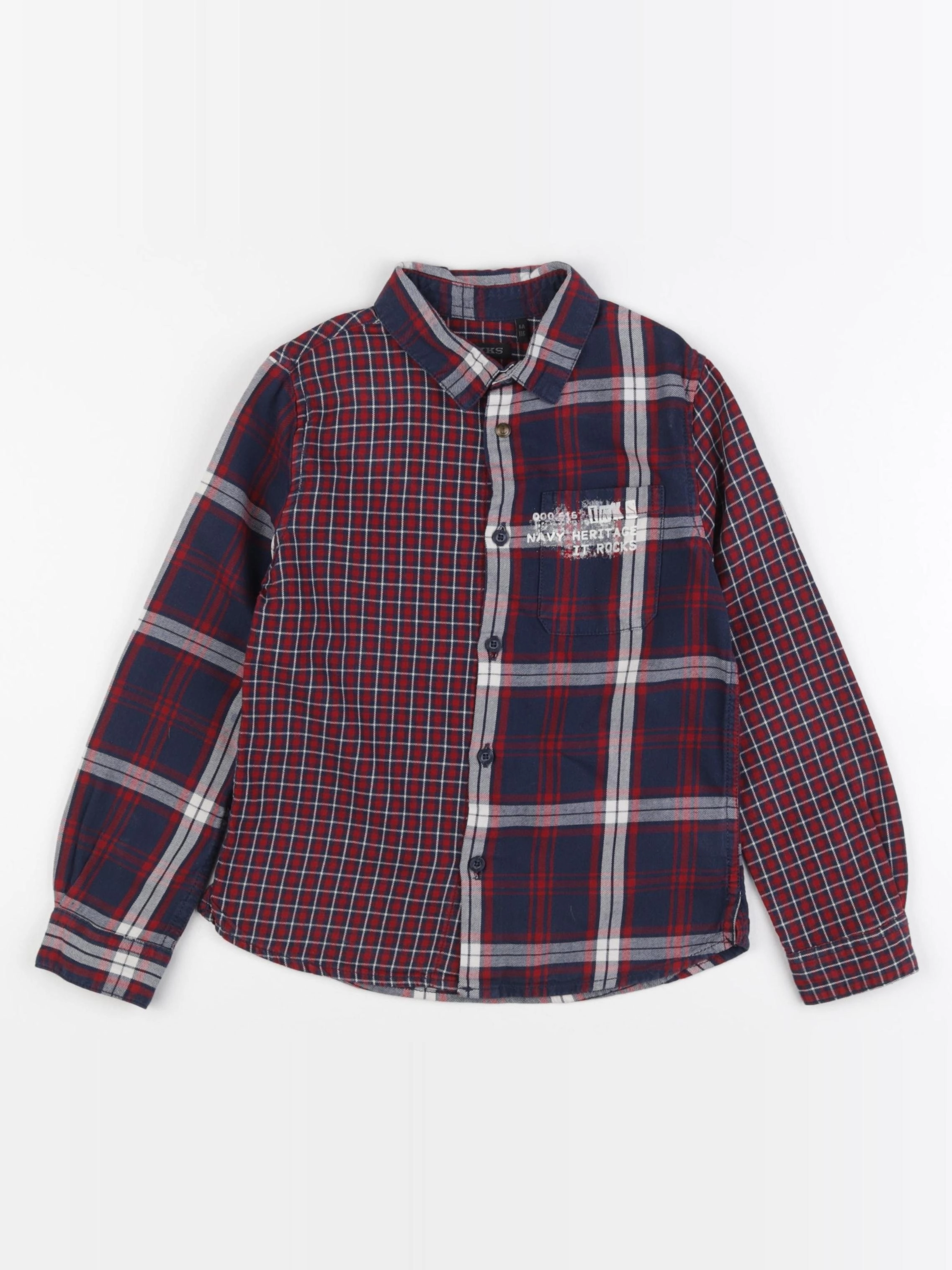 IKKS - chemise bleu, rouge - 6 ans