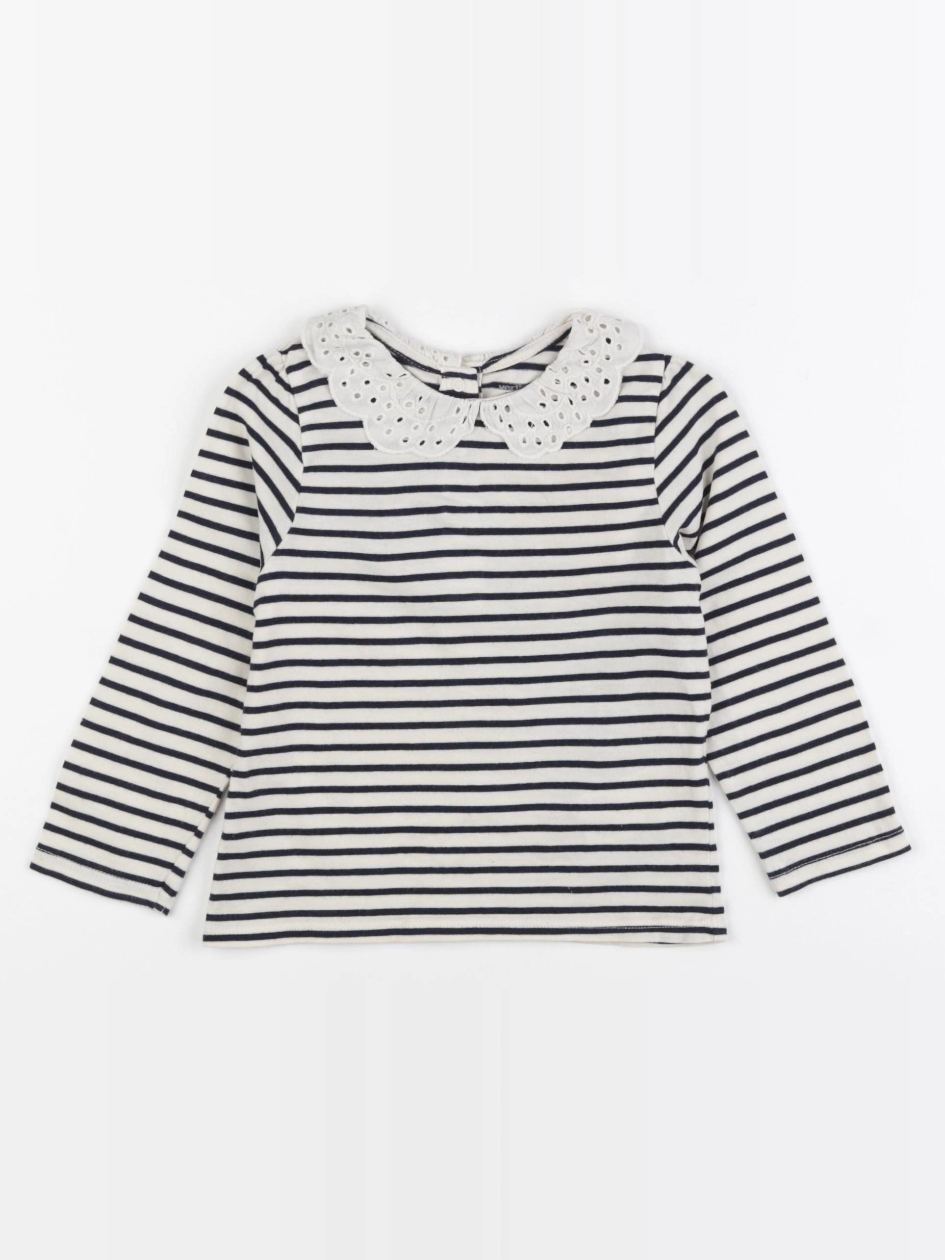 Vertbaudet - tee-shirt blanc, bleu - 18 mois