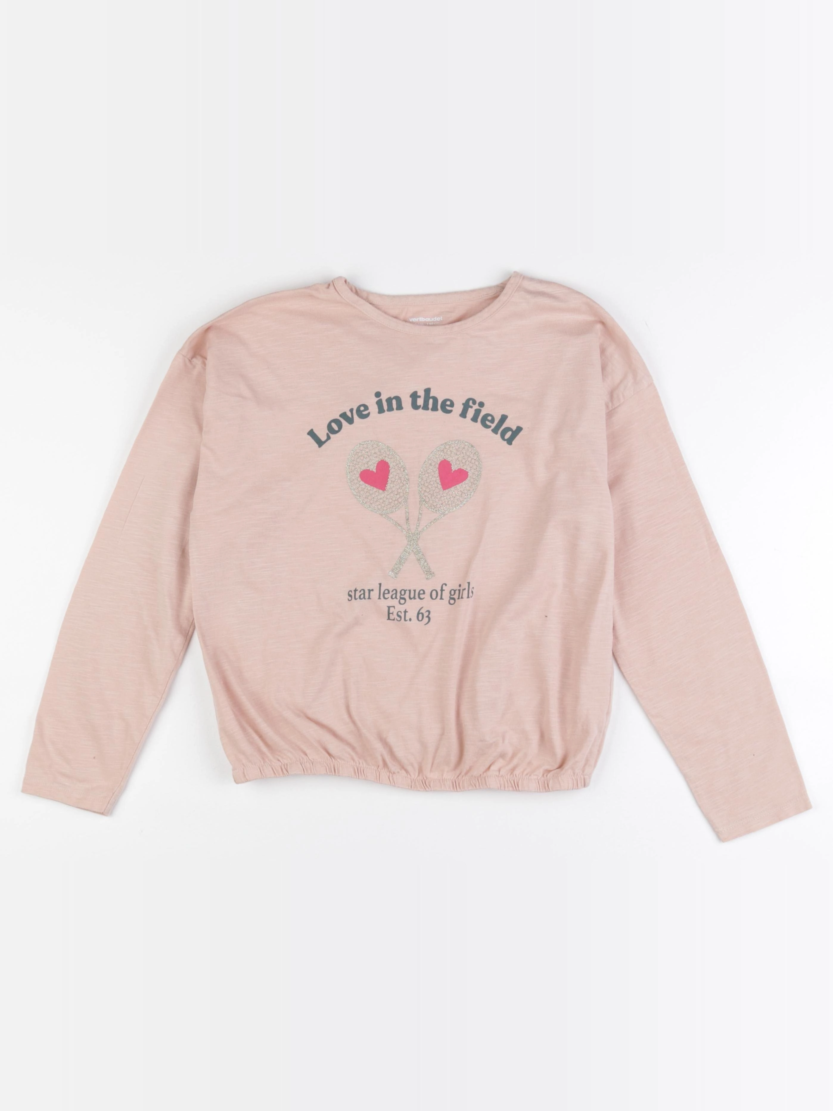Vertbaudet - tee-shirt rose, or - 10 ans
