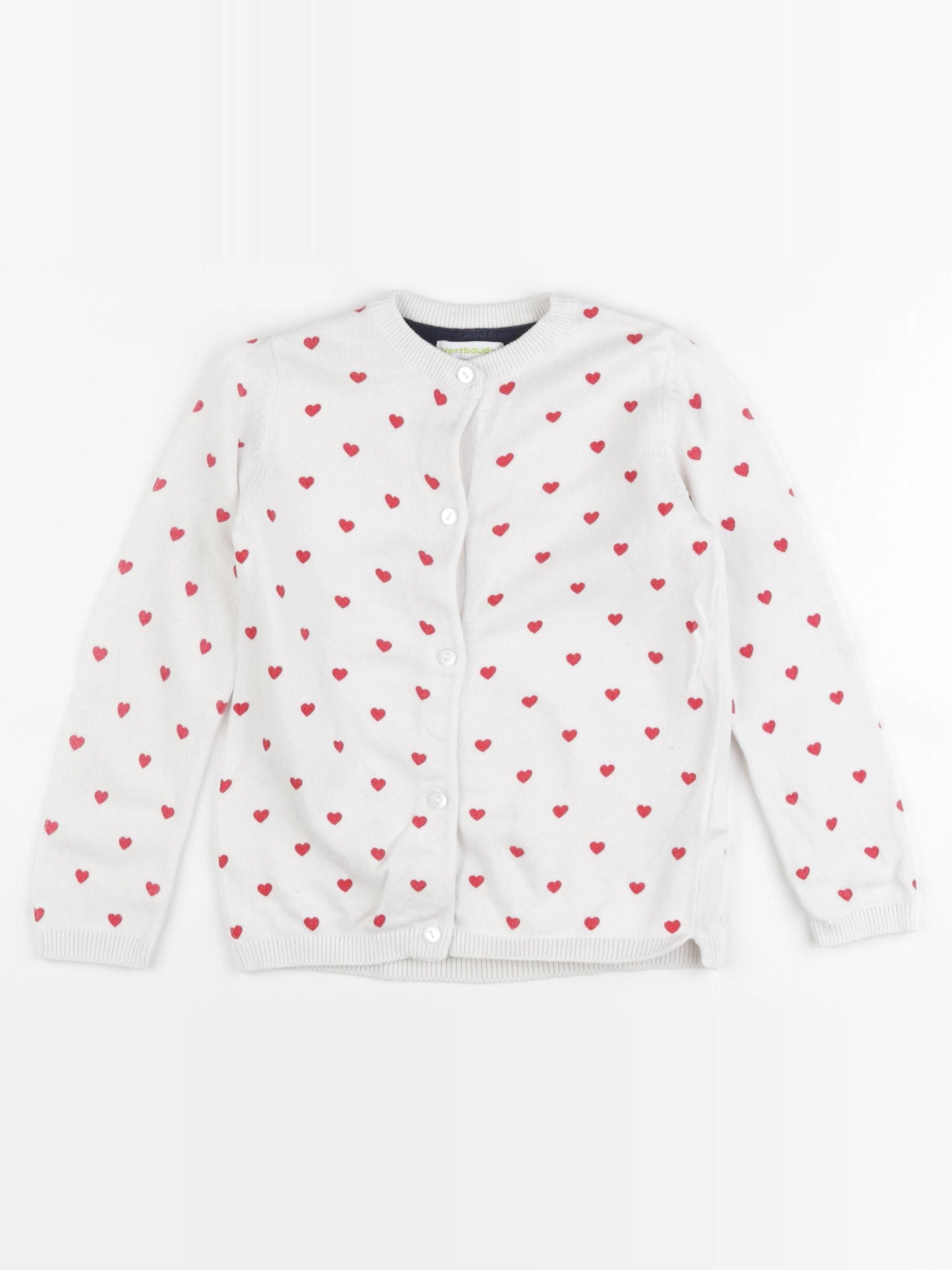 Vertbaudet - gilet blanc, rouge - 4 ans