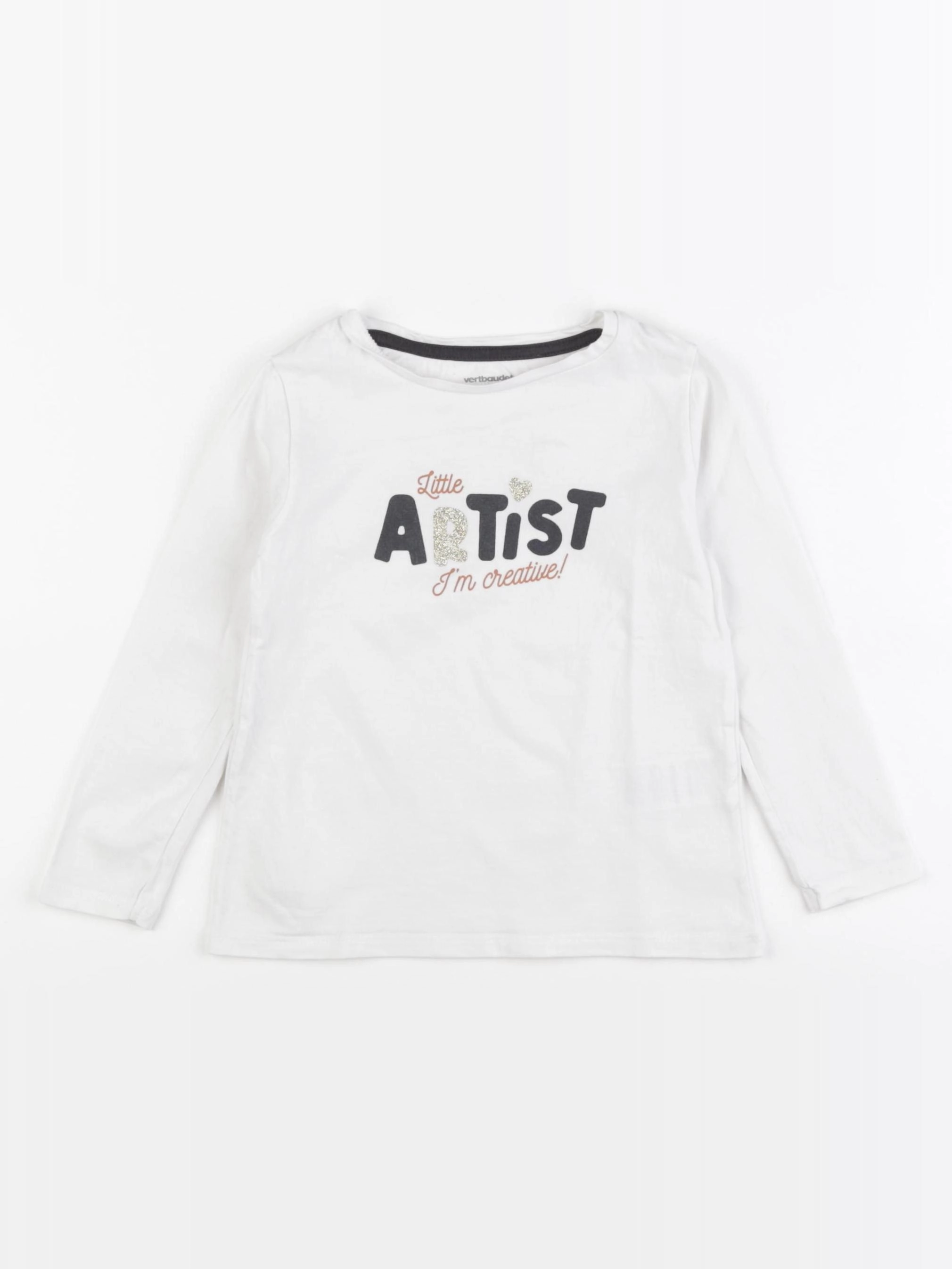 Vertbaudet - tee-shirt blanc, or - 4 ans
