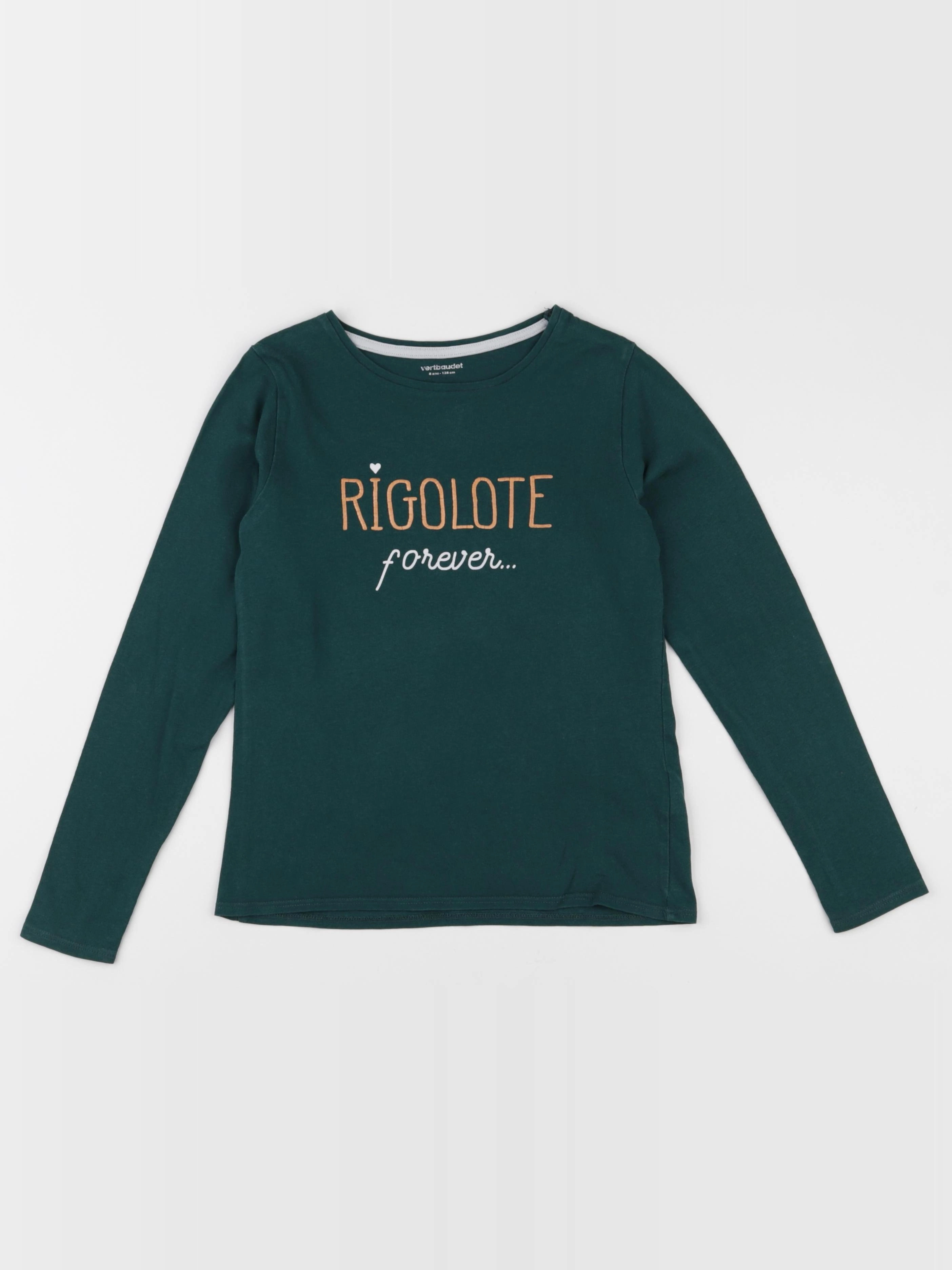 Vertbaudet - tee-shirt or, vert - 8 ans